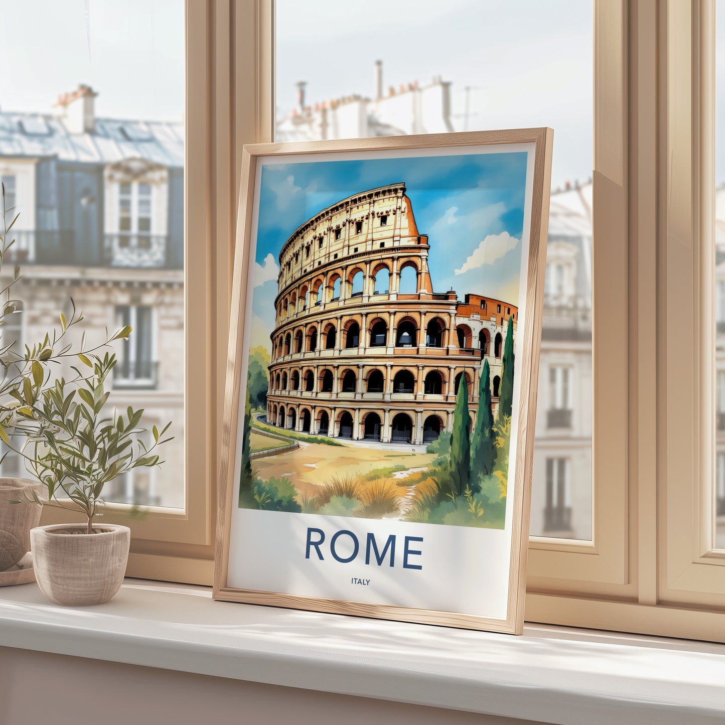 Rome Poster - Italy Travel Art - Colosseum Ancient Structure Home Decor