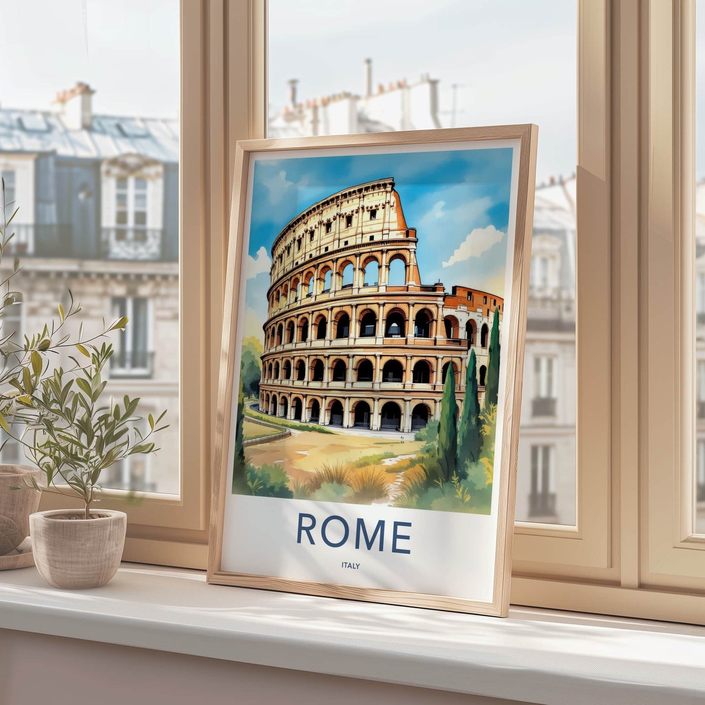 Rome Poster - Italy Travel Art - Colosseum Ancient Structure Home Decor
