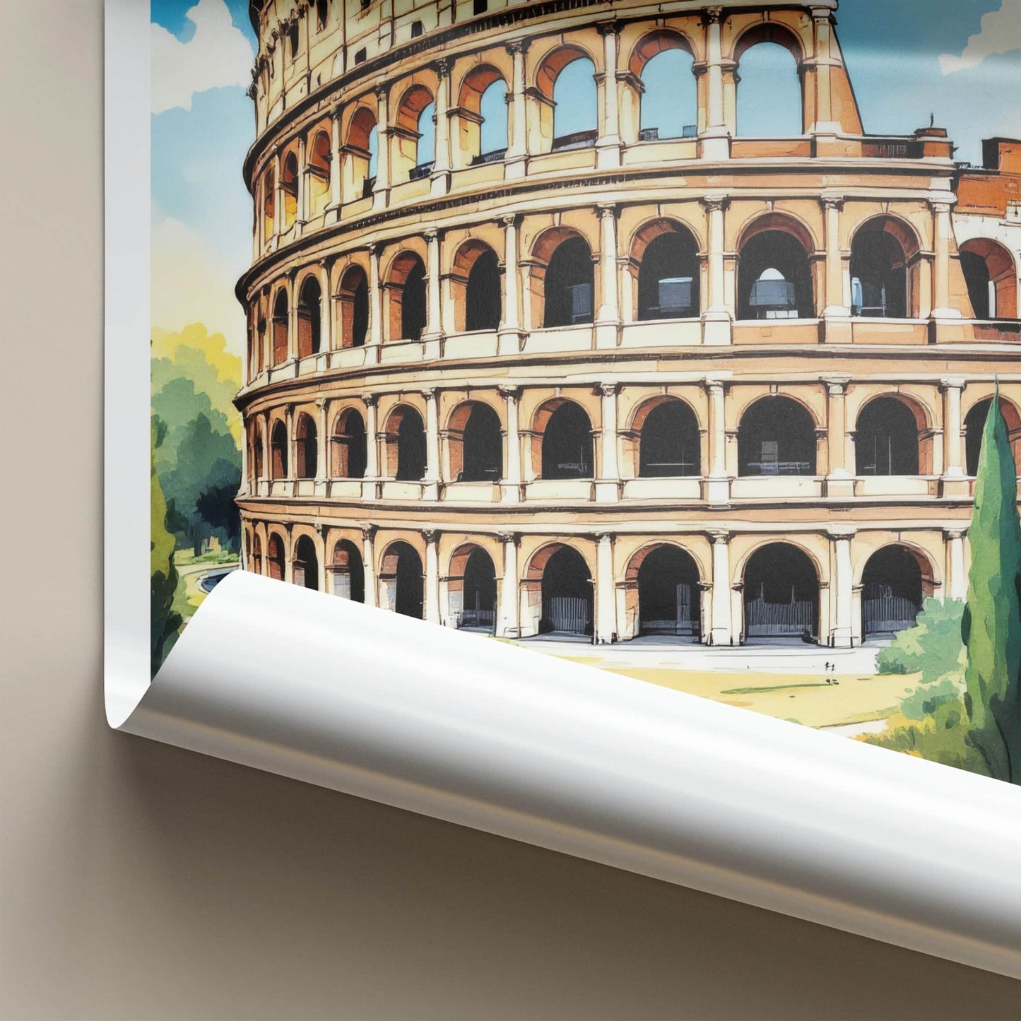 Rome Poster - Italy Travel Art - Colosseum Ancient Structure Home Decor