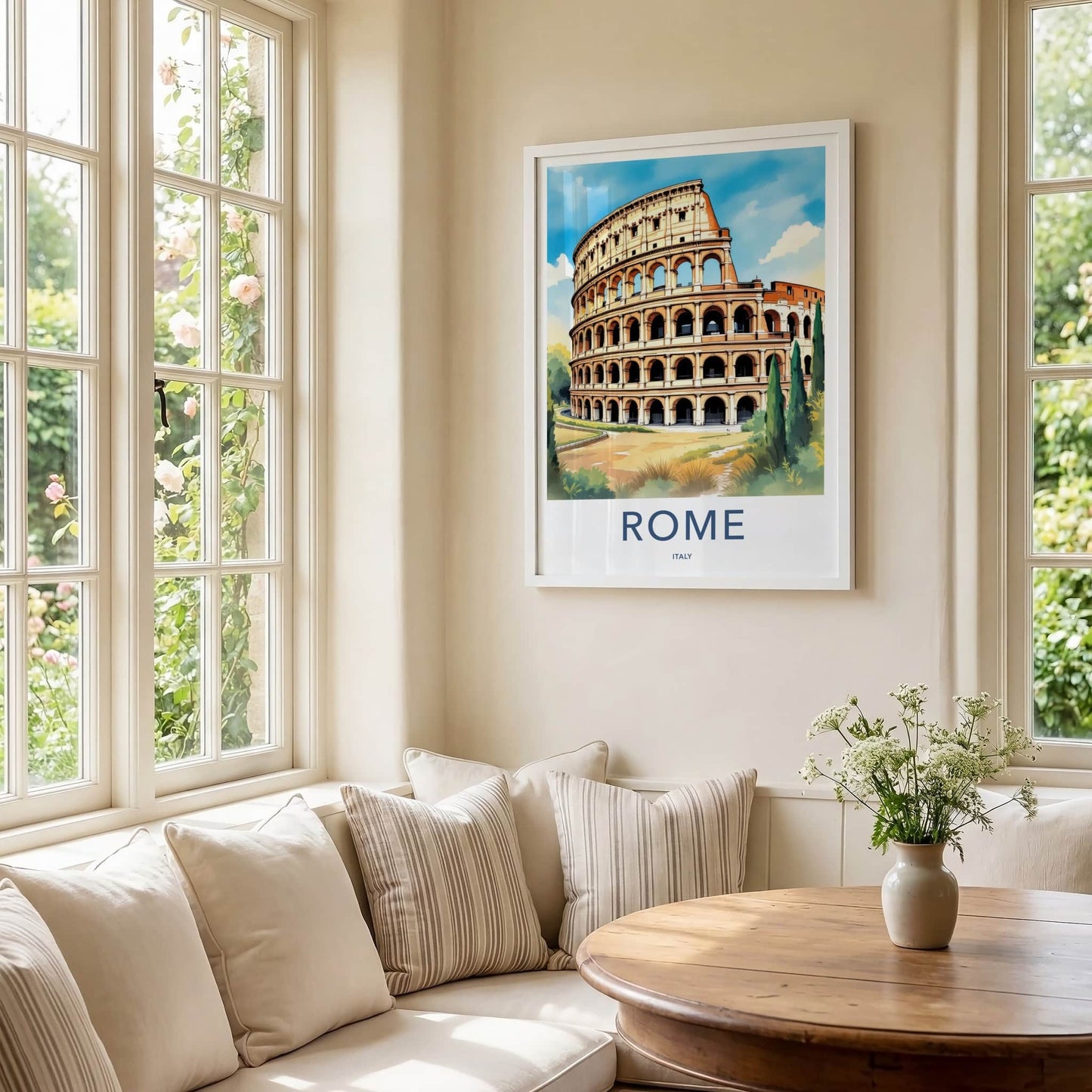 Rome Poster - Italy Travel Art - Colosseum Ancient Structure Home Decor
