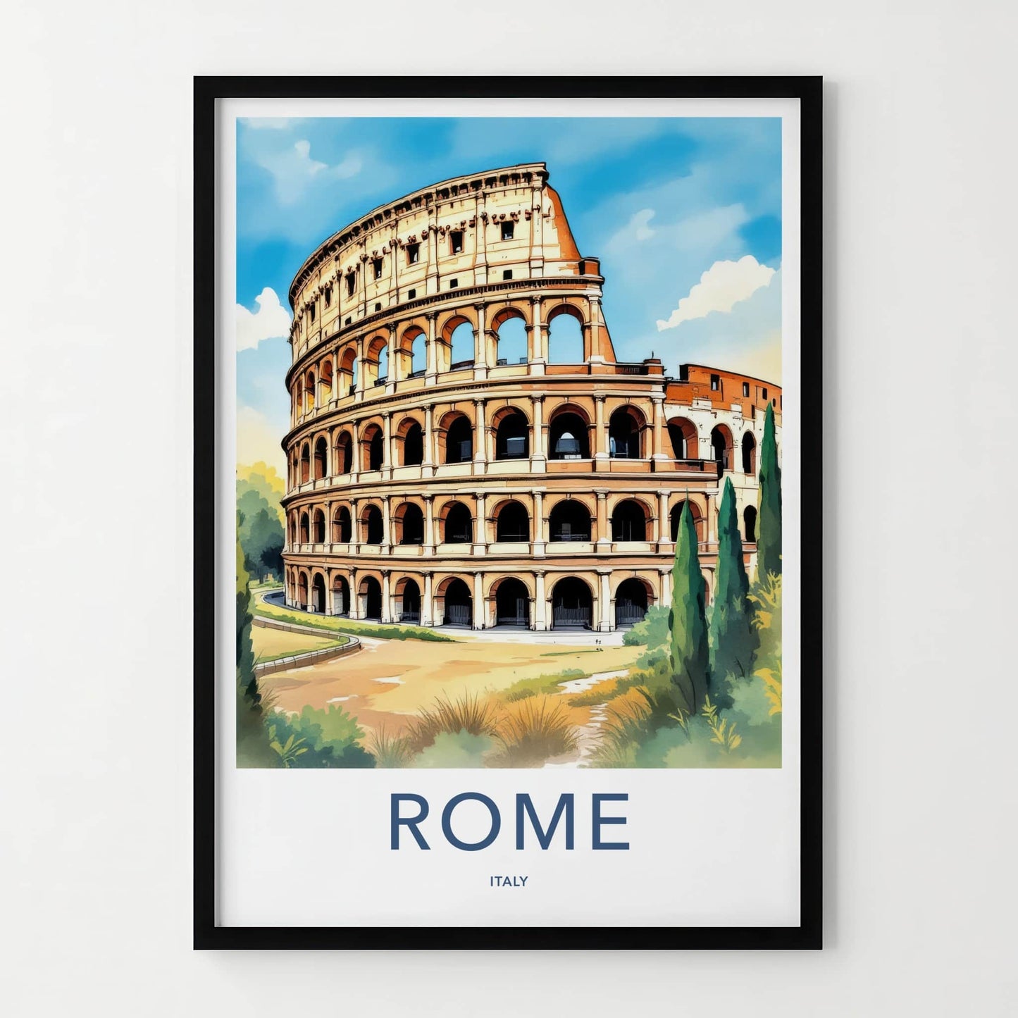 Rome Poster - Italy Travel Art - Colosseum Ancient Structure Home Decor