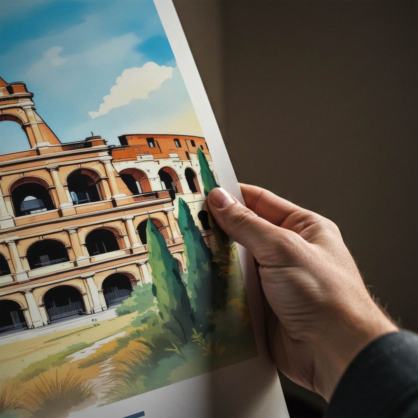 Rome Poster - Italy Travel Art - Colosseum Ancient Structure Home Decor