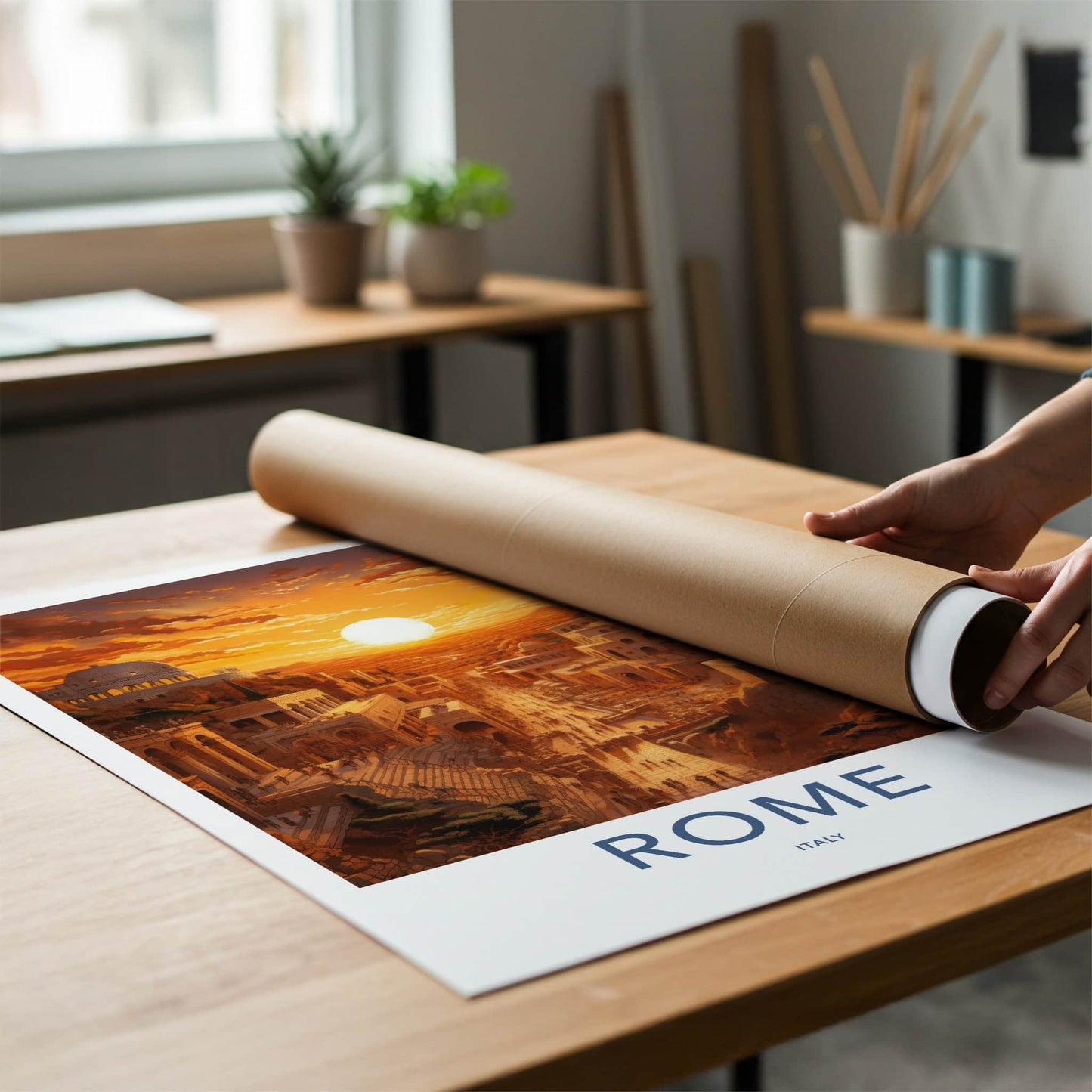 Rome Poster - Italy Travel Art - Majestic Sunset Scene Home Decor