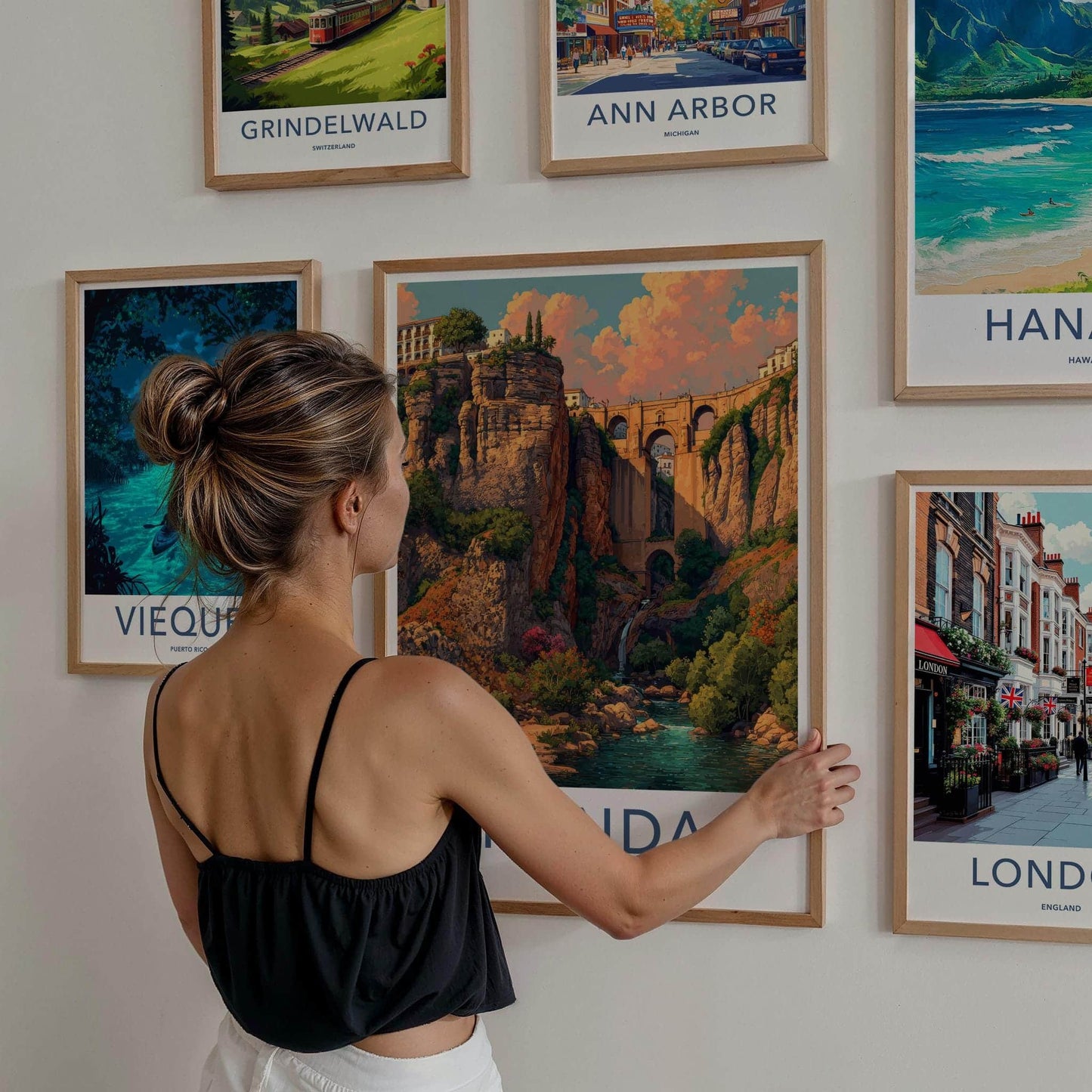 Ronda Poster - Spain Travel Art - Deep Gorge Bridge Wall Decor