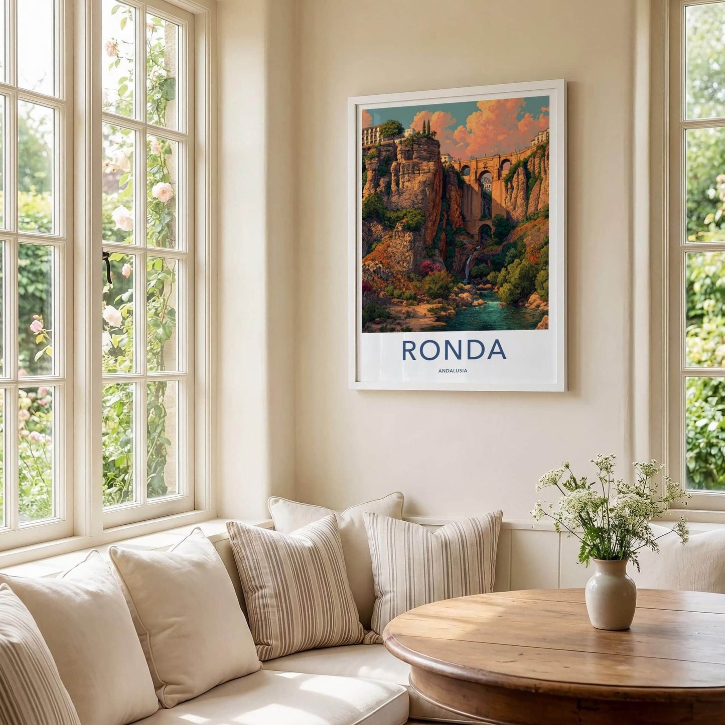 Ronda Poster - Spain Travel Art - Deep Gorge Bridge Wall Decor
