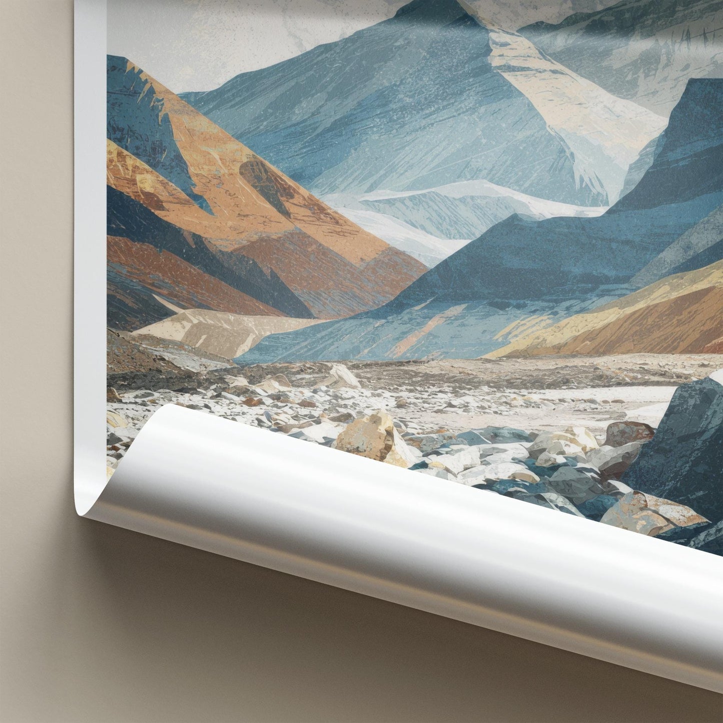Rongbuk Valley Poster - Tibet Travel Art - Mountain Valley Rocks Home Decor