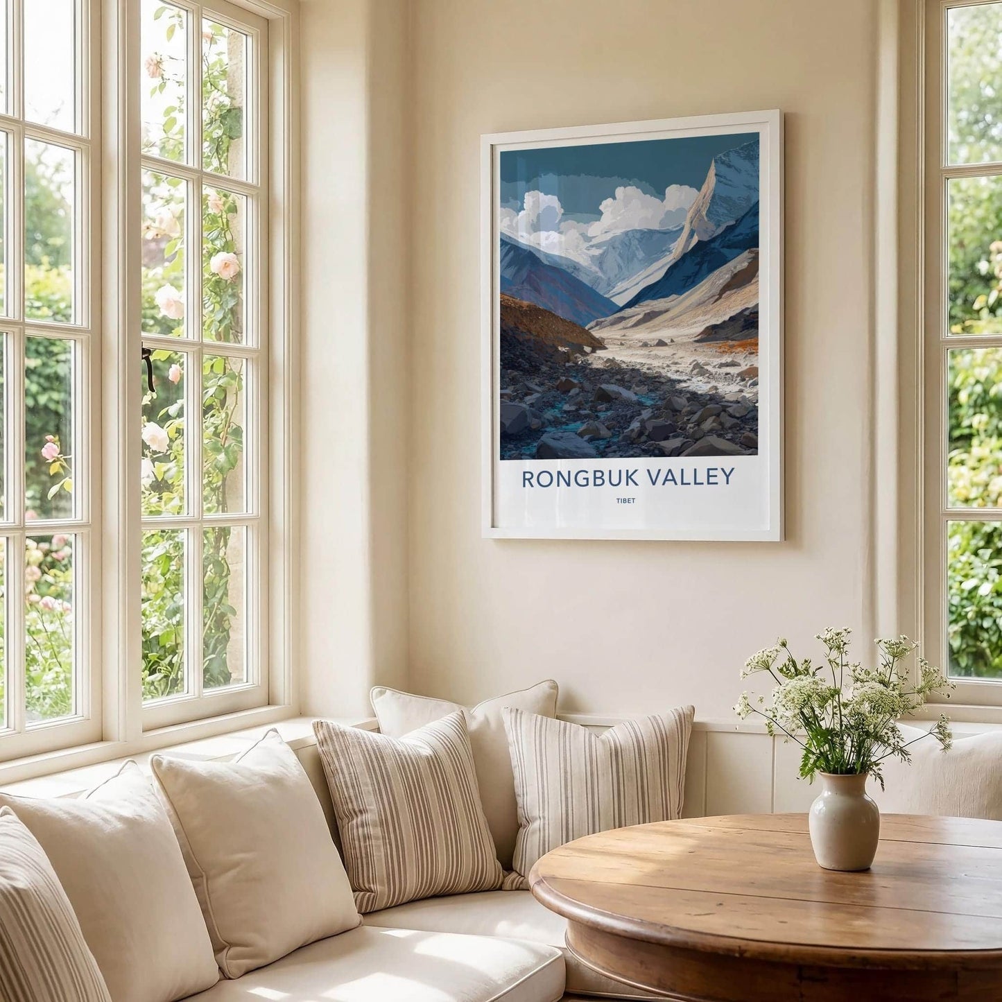Rongbuk Valley Poster - Tibet Travel Art - Rocky Mountain Stream Wall Decor