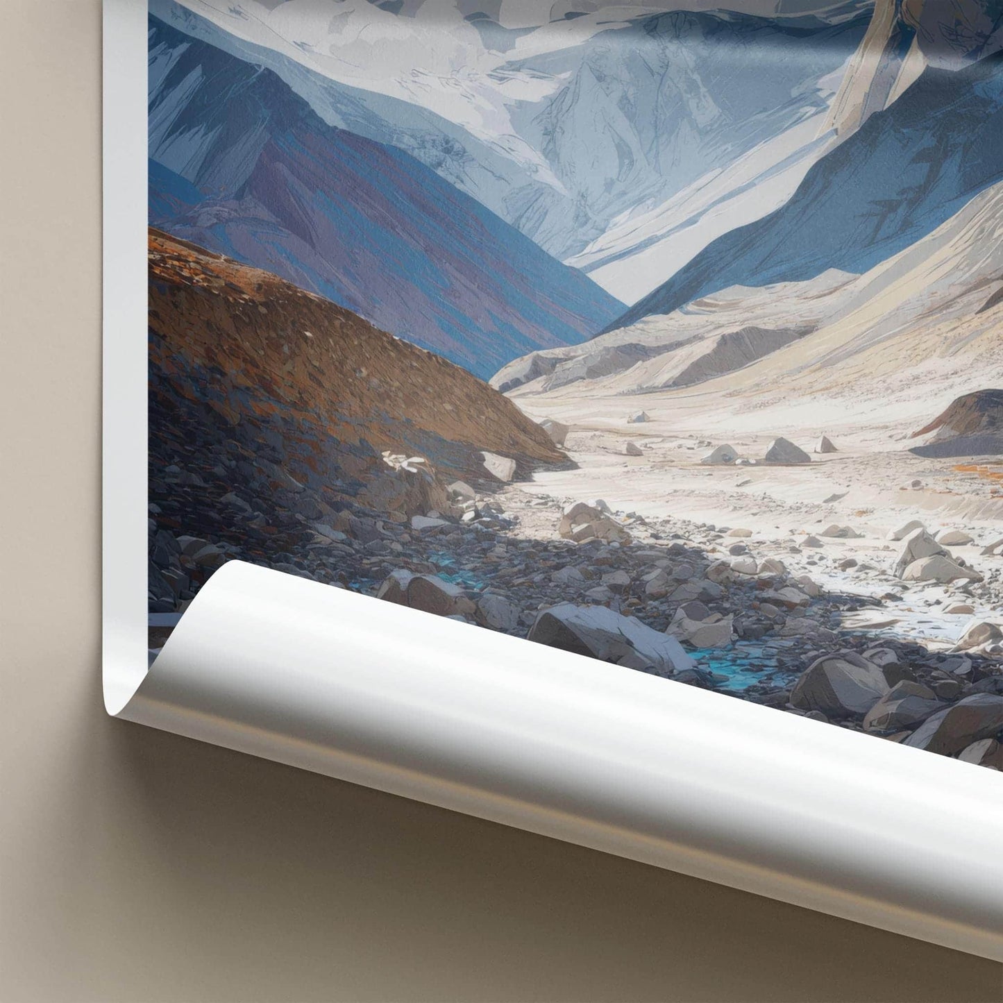 Rongbuk Valley Poster - Tibet Travel Art - Rocky Mountain Stream Wall Decor