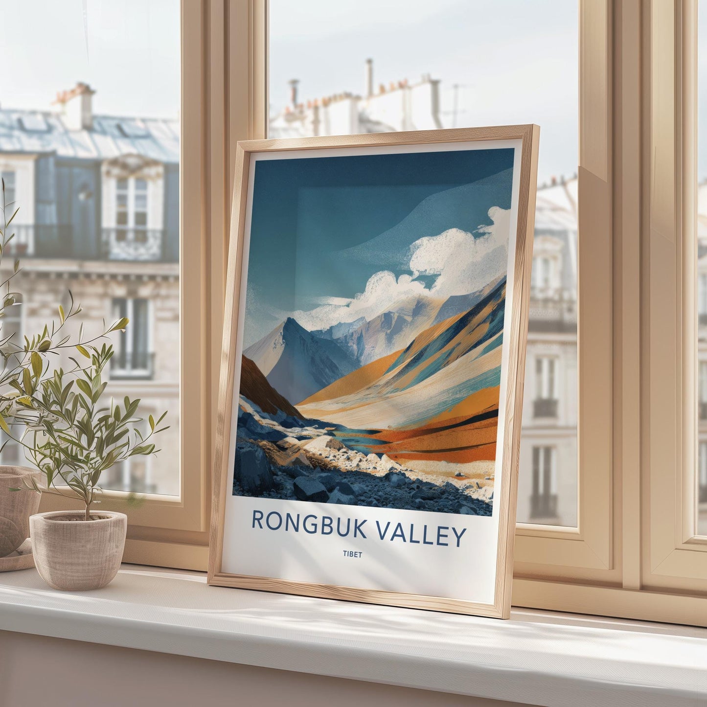 Rongbuk Valley Poster - Tibet Travel Art - Rocky Valley Riverbed Home Decor