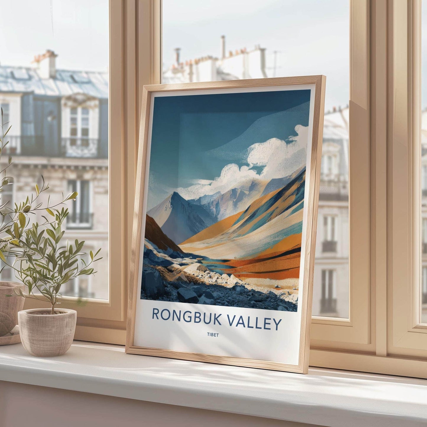 Rongbuk Valley Poster - Tibet Travel Art - Rocky Valley Riverbed Home Decor
