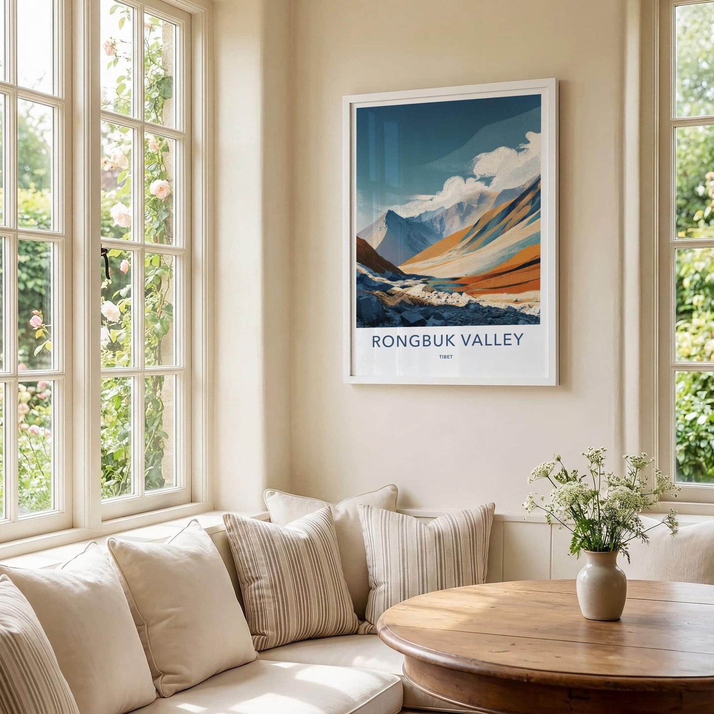 Rongbuk Valley Poster - Tibet Travel Art - Rocky Valley Riverbed Home Decor