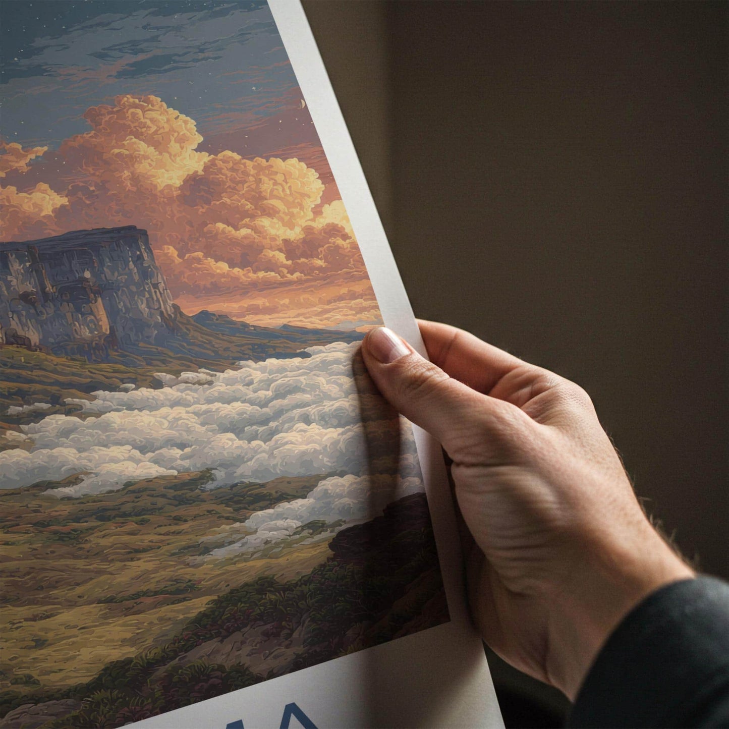 Roraima Poster - Guyana Travel Art - Starry Plateau Clouds Home Decor