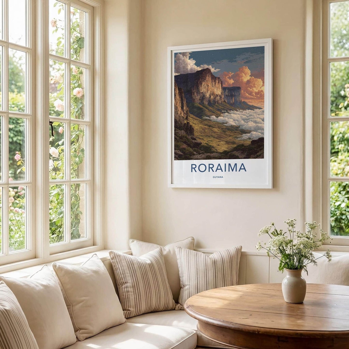 Roraima Poster - Guyana Travel Art - Starry Plateau Clouds Home Decor