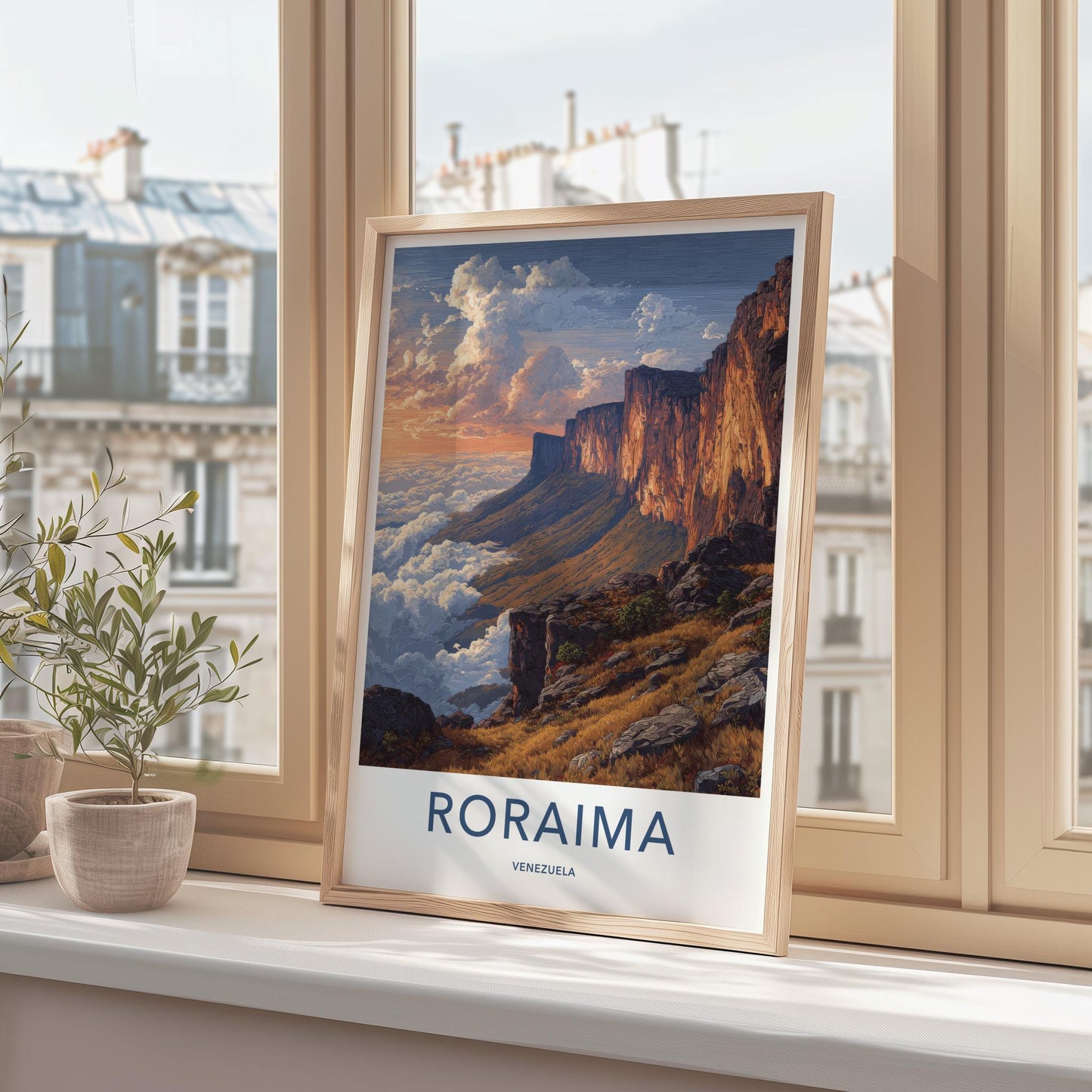 Roraima Poster - Venezuela Travel Art - Dramatic Cloudscape Cliffs Wall Decor