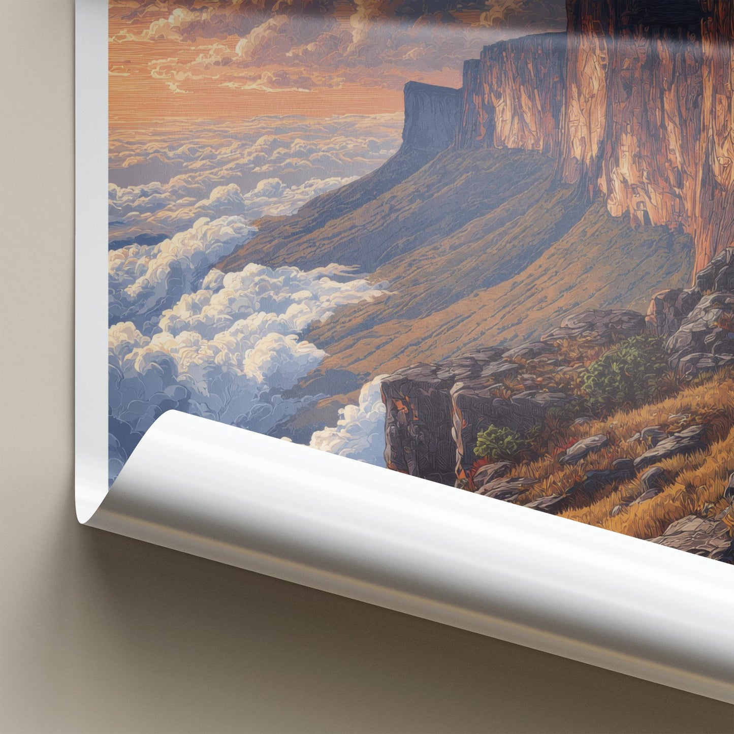 Roraima Poster - Venezuela Travel Art - Dramatic Cloudscape Cliffs Wall Decor