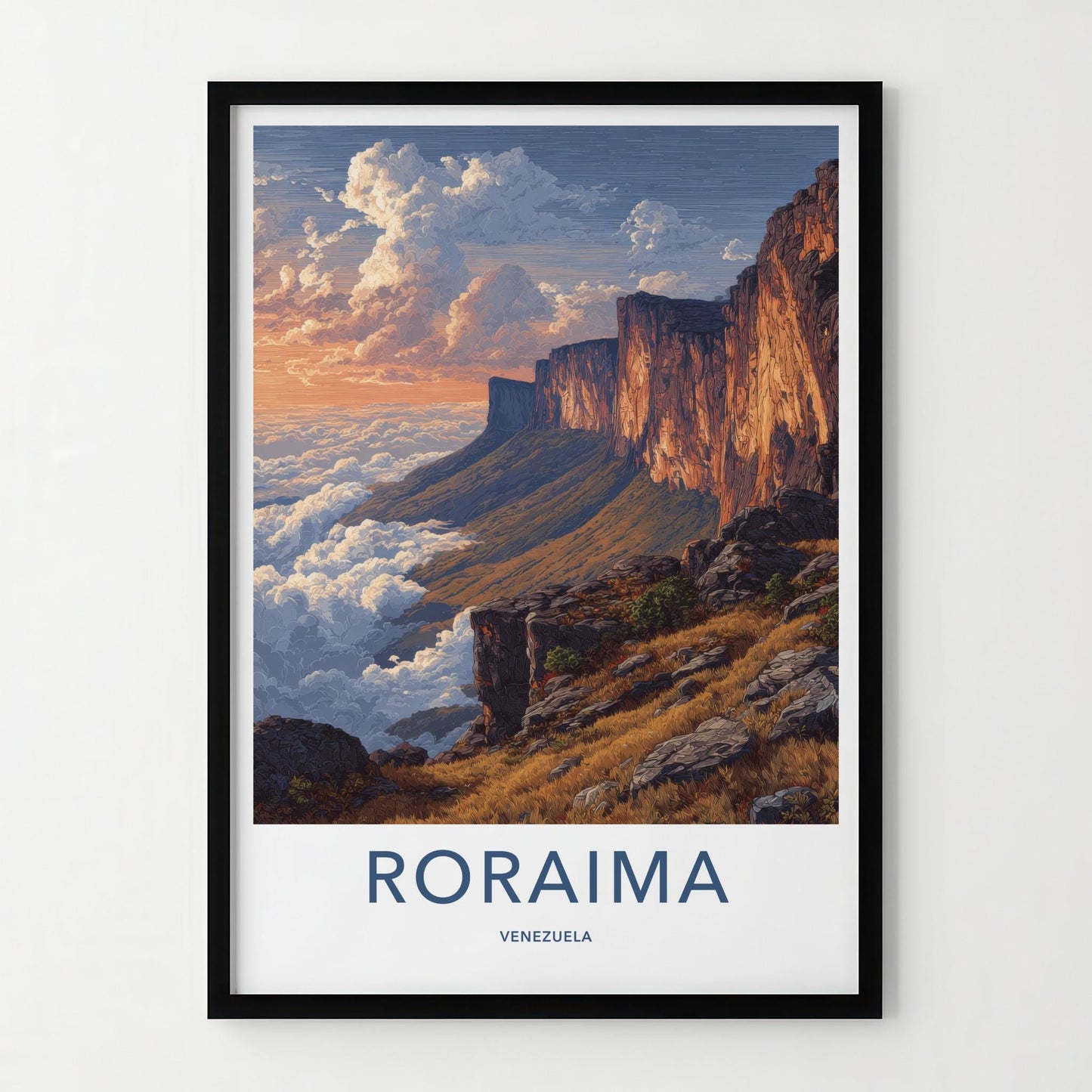 Roraima Poster - Venezuela Travel Art - Dramatic Cloudscape Cliffs Wall Decor