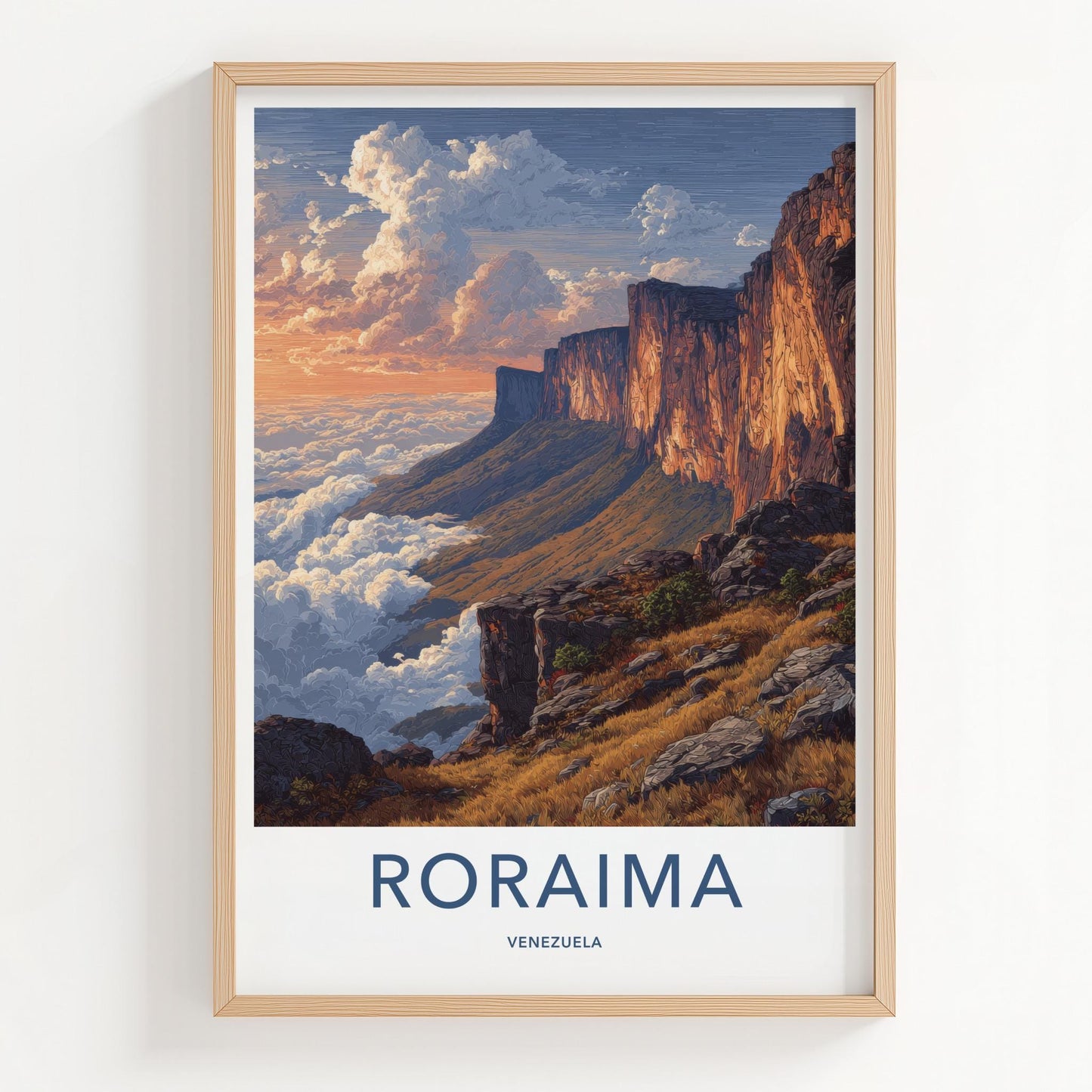 Roraima Poster - Venezuela Travel Art - Dramatic Cloudscape Cliffs Wall Decor