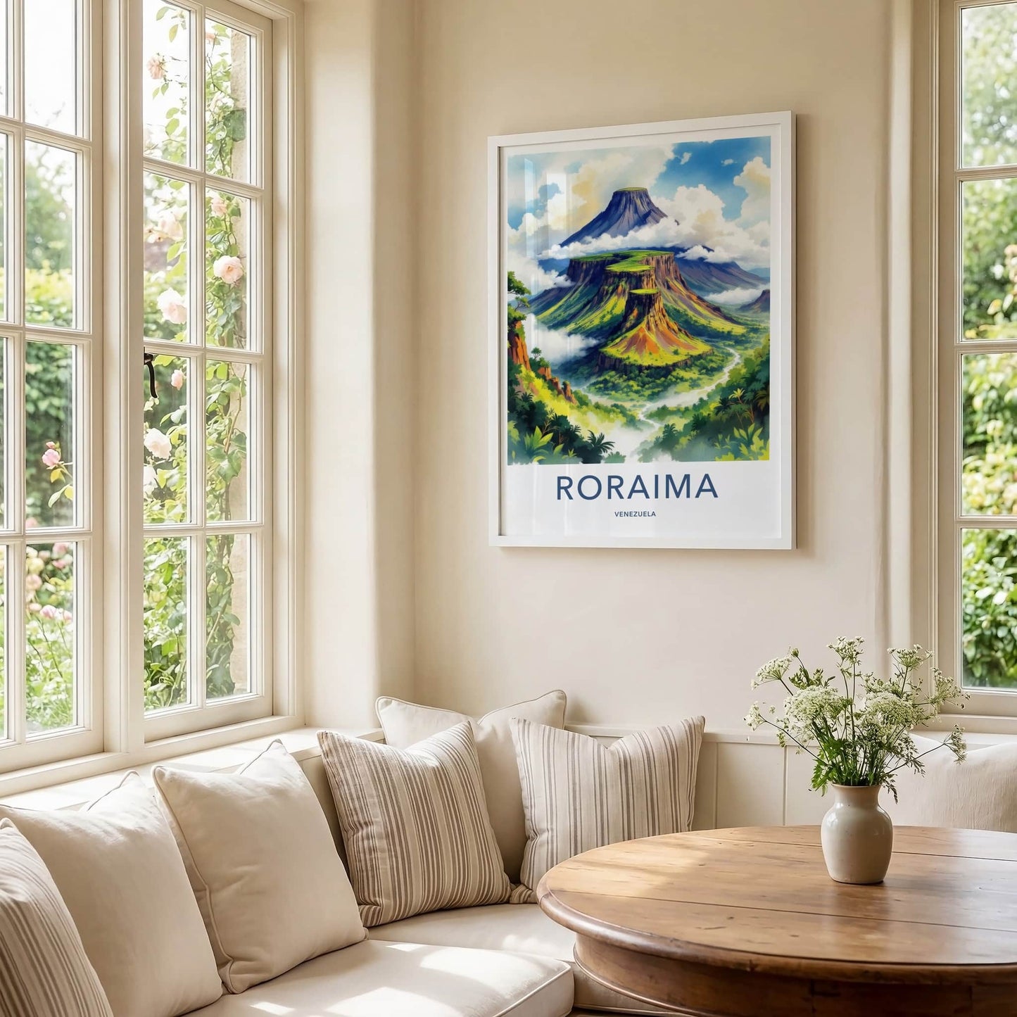 Roraima Poster - Venezuela Travel Art - Layered Green Mountains Home Decor