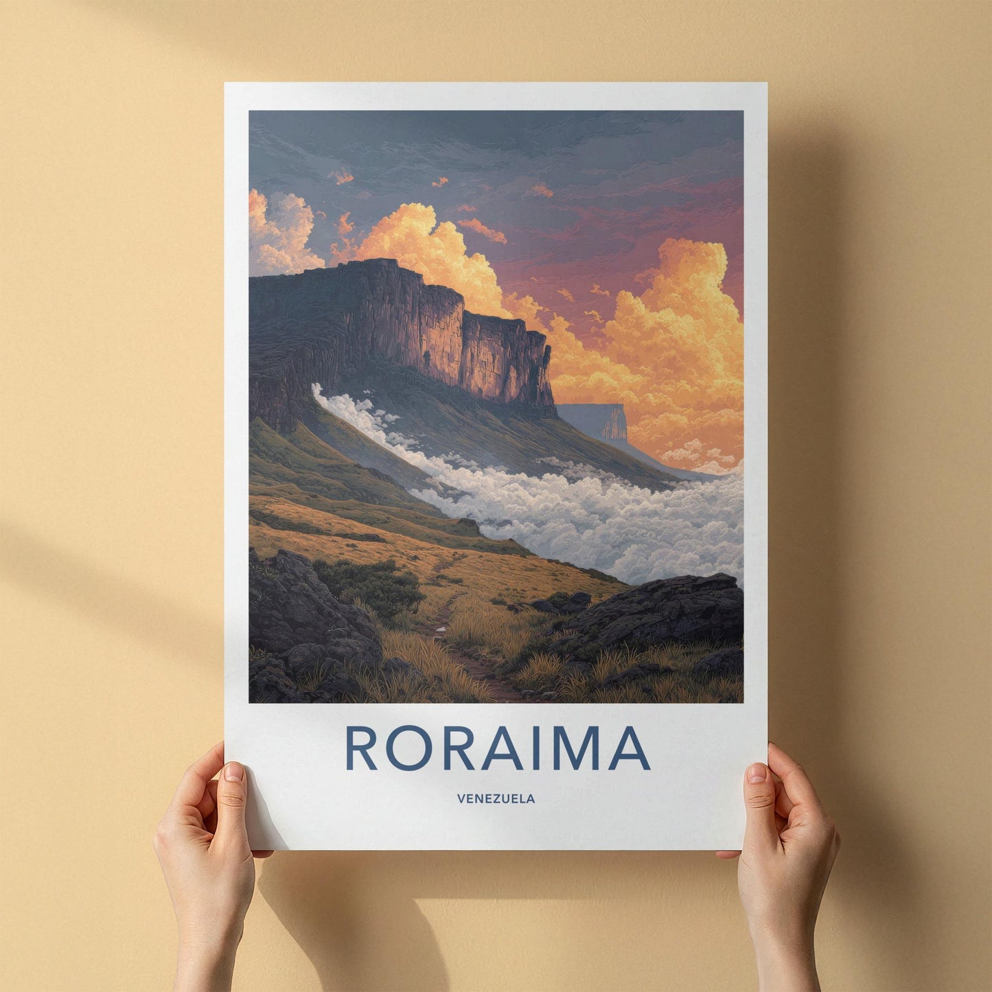 Roraima Poster - Venezuela Travel Art - Mountain Cloud Inversion Home Decor