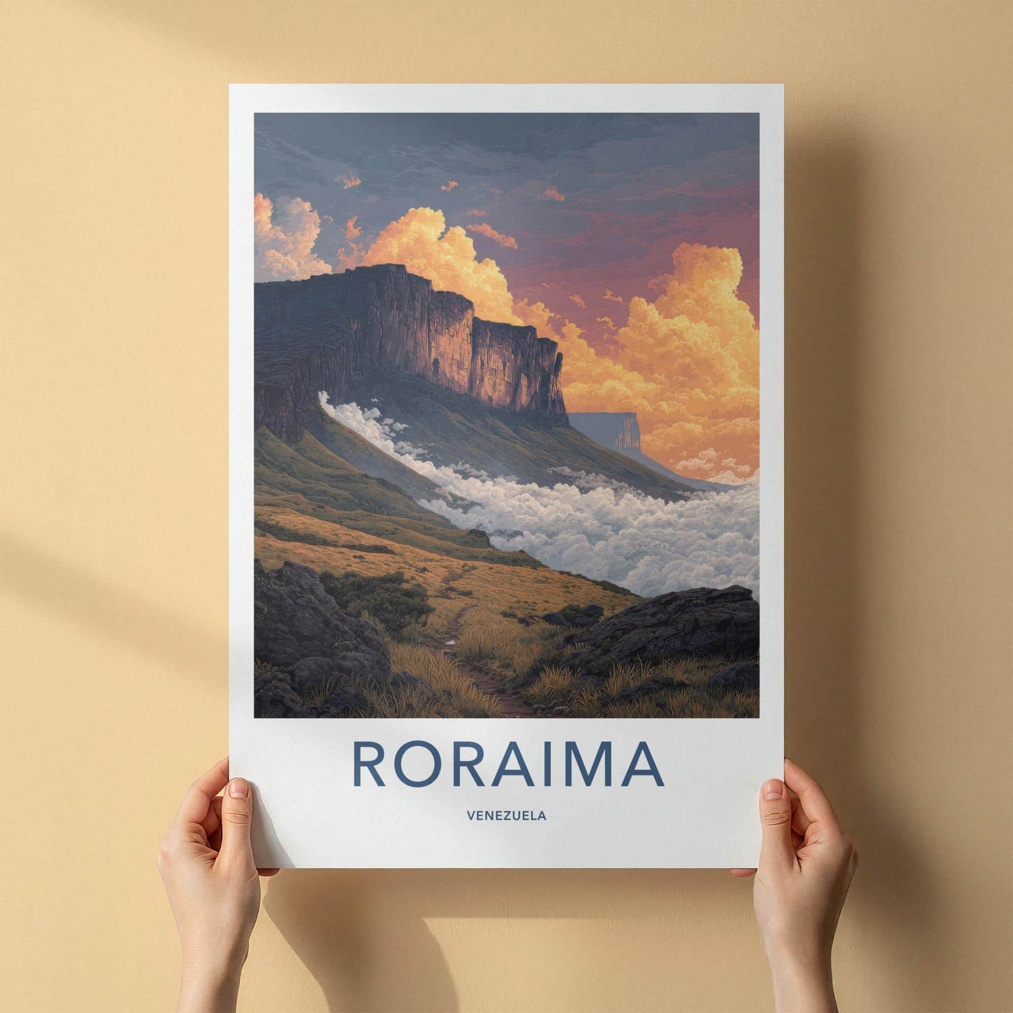Roraima Poster - Venezuela Travel Art - Mountain Cloud Inversion Home Decor