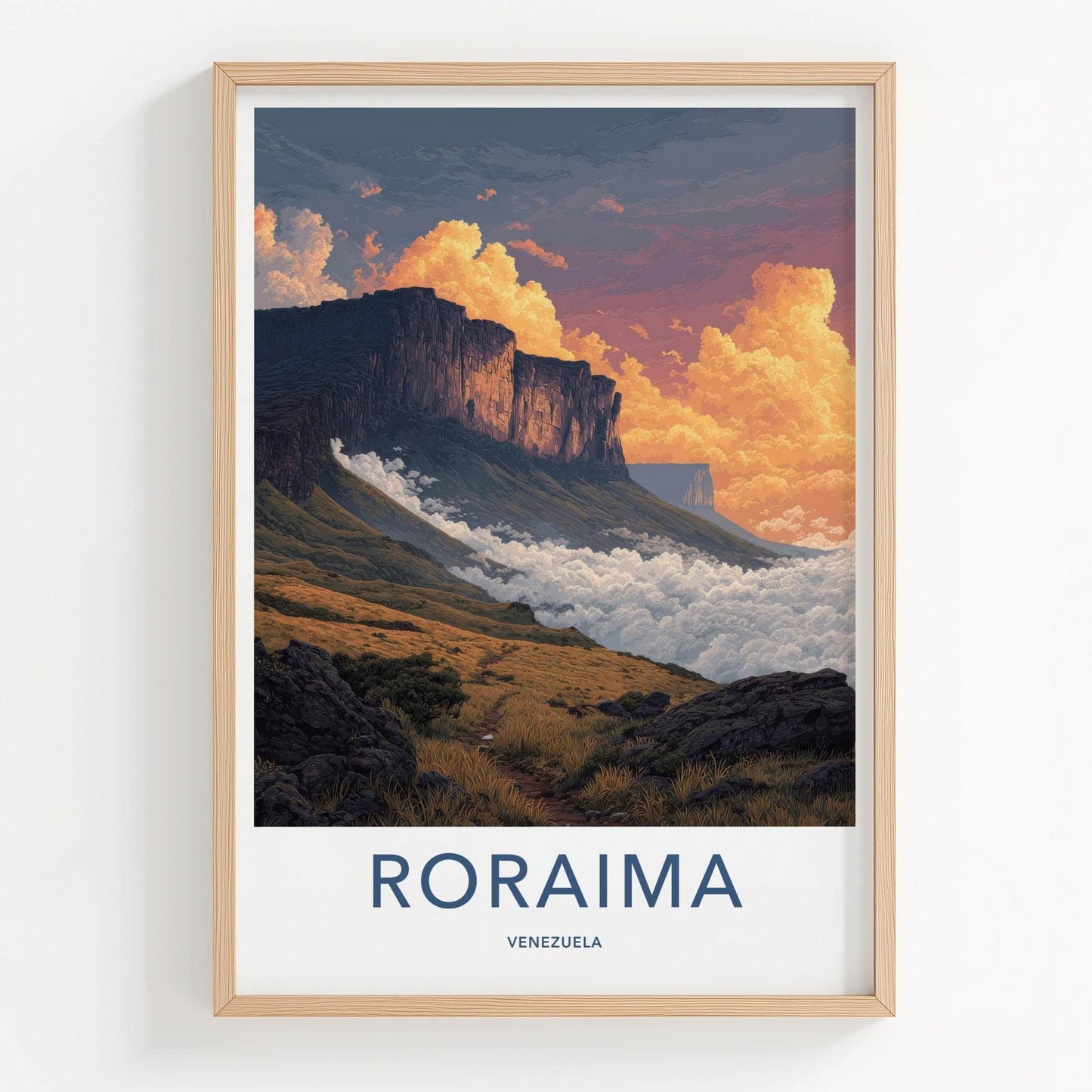 Roraima Poster - Venezuela Travel Art - Mountain Cloud Inversion Home Decor