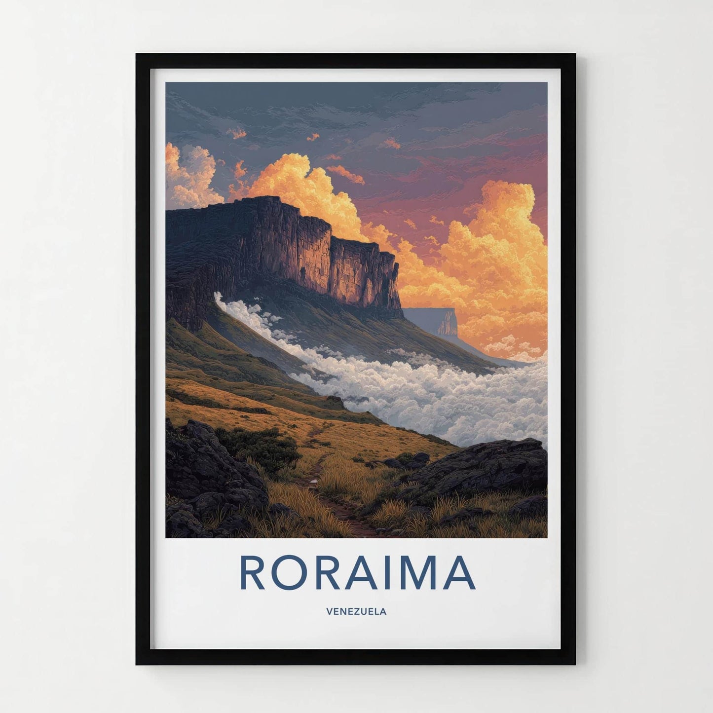 Roraima Poster - Venezuela Travel Art - Mountain Cloud Inversion Home Decor