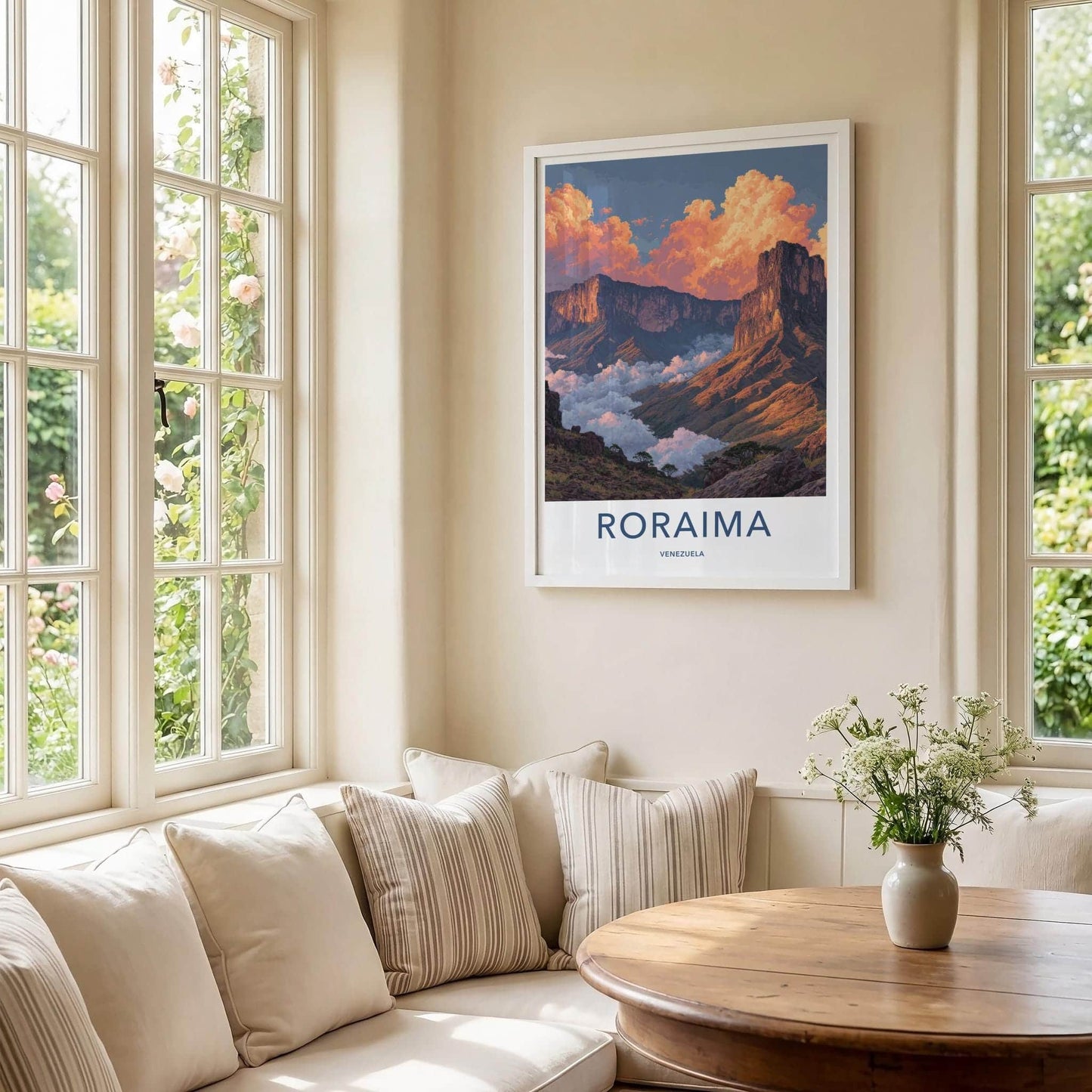 Roraima Poster - Venezuela Travel Art - Sunrise Mountain Clouds Home Decor
