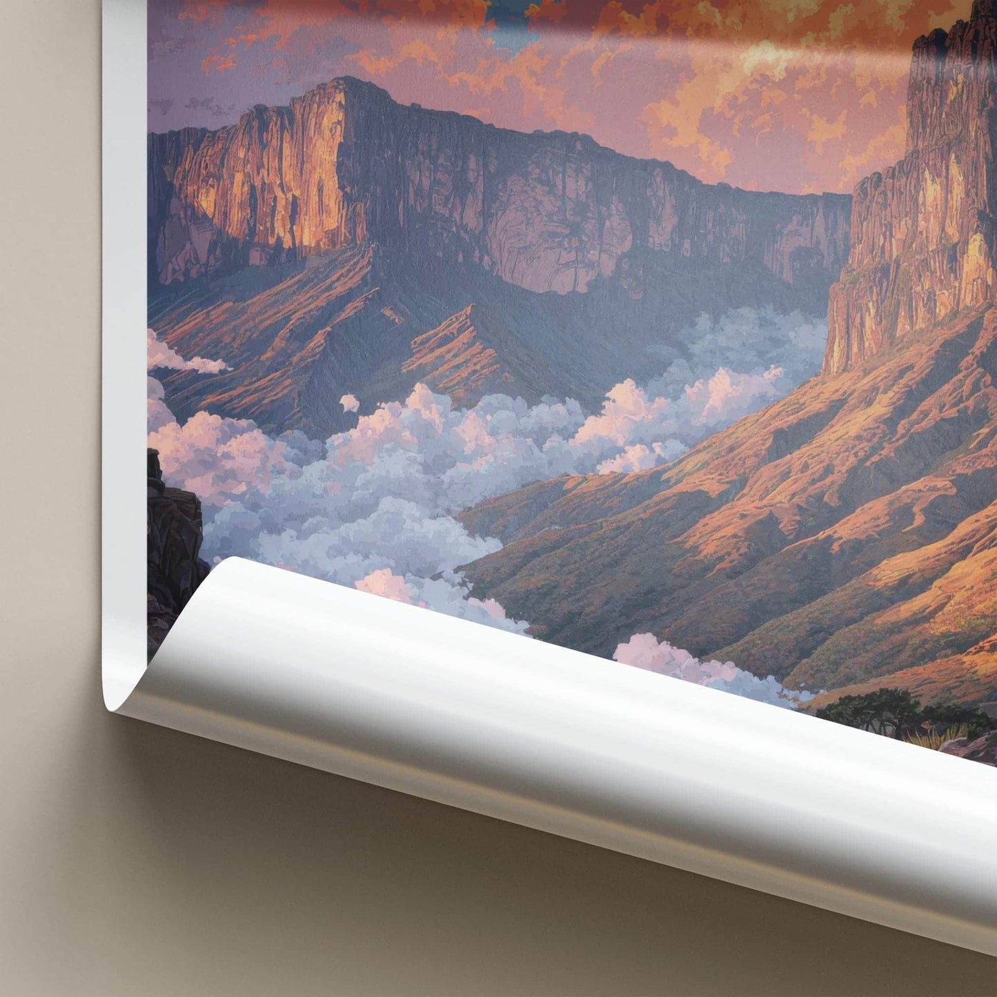 Roraima Poster - Venezuela Travel Art - Sunrise Mountain Clouds Home Decor