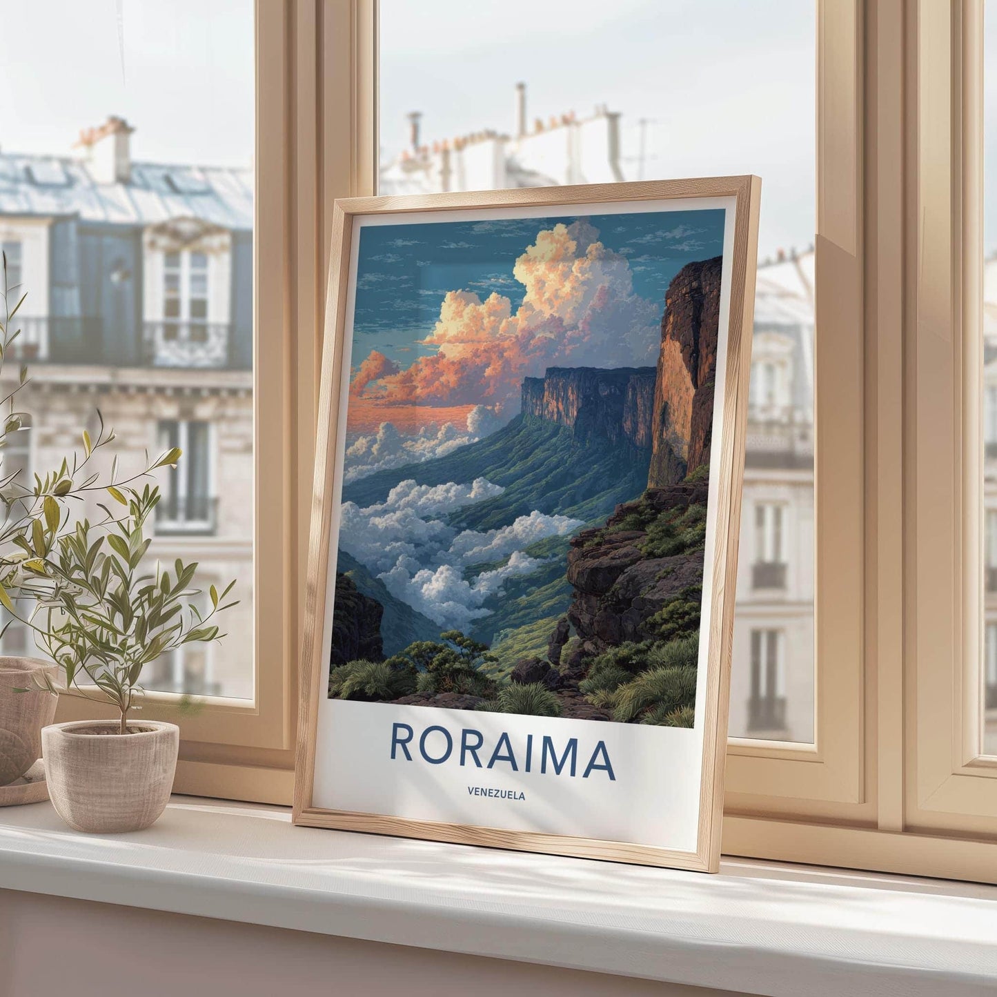 Roraima Poster - Venezuela Travel Art - Sunset Clouds Tepuis Home Decor