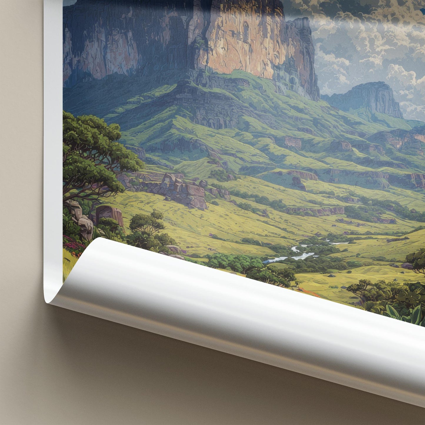 Roraima Poster - Venezuela Travel Art - Towering Mountain Valley Wall Decor