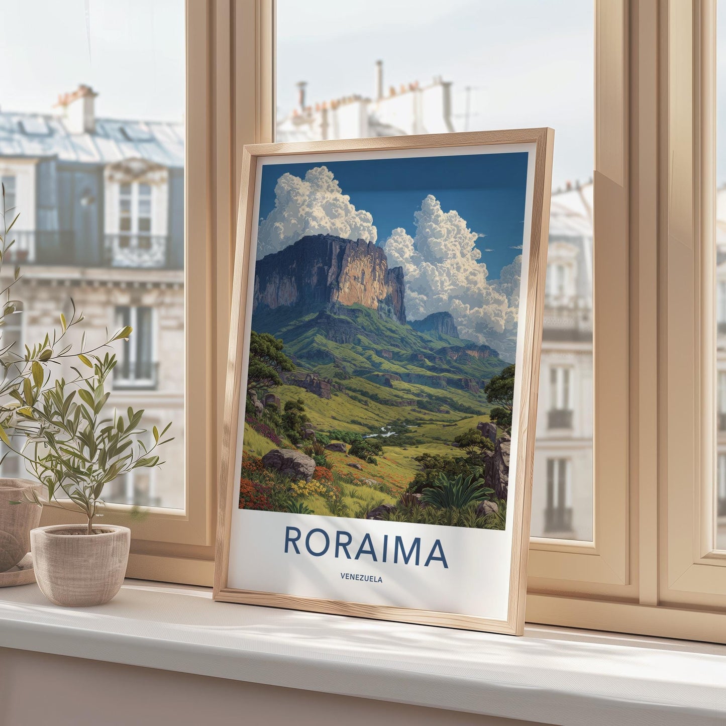Roraima Poster - Venezuela Travel Art - Towering Mountain Valley Wall Decor