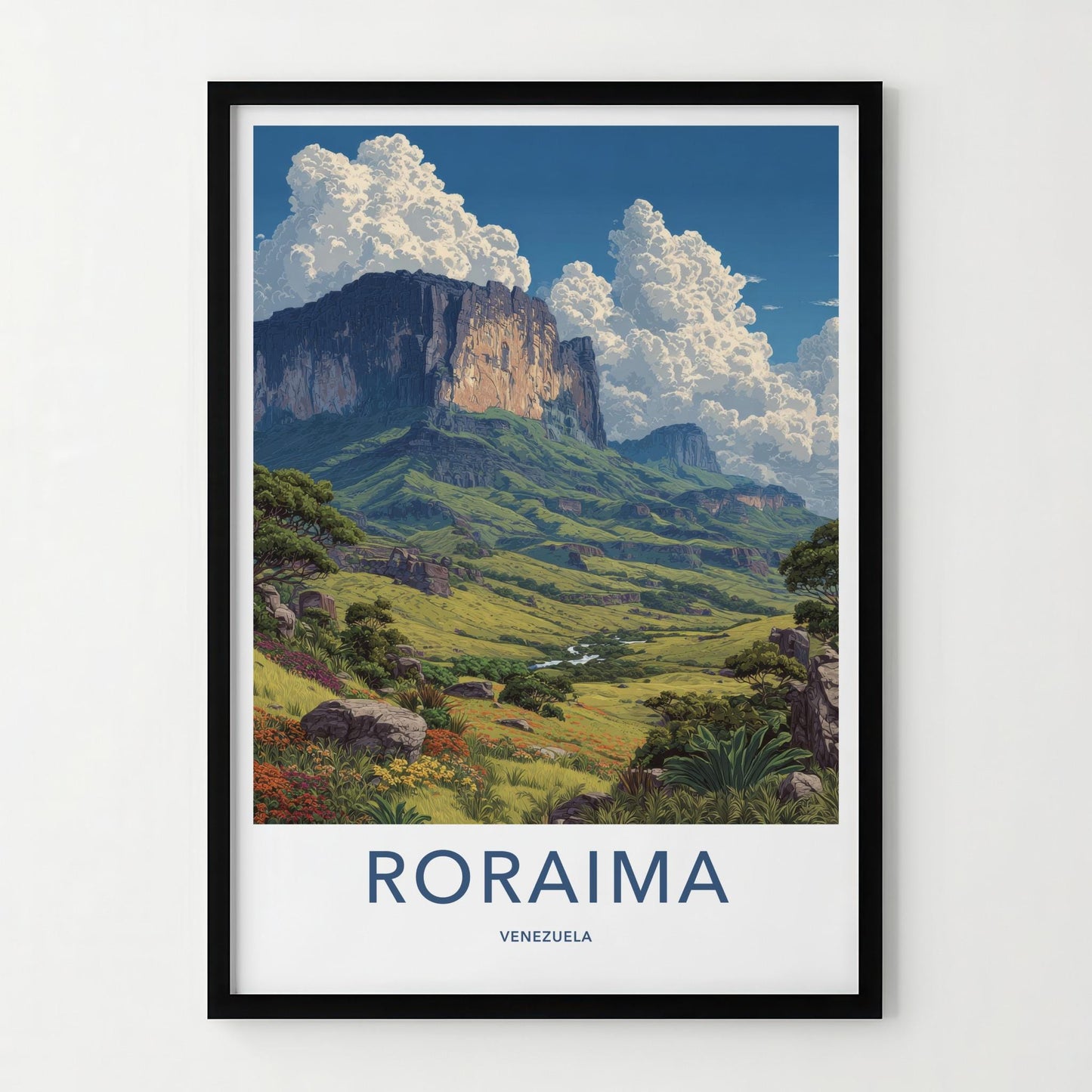 Roraima Poster - Venezuela Travel Art - Towering Mountain Valley Wall Decor