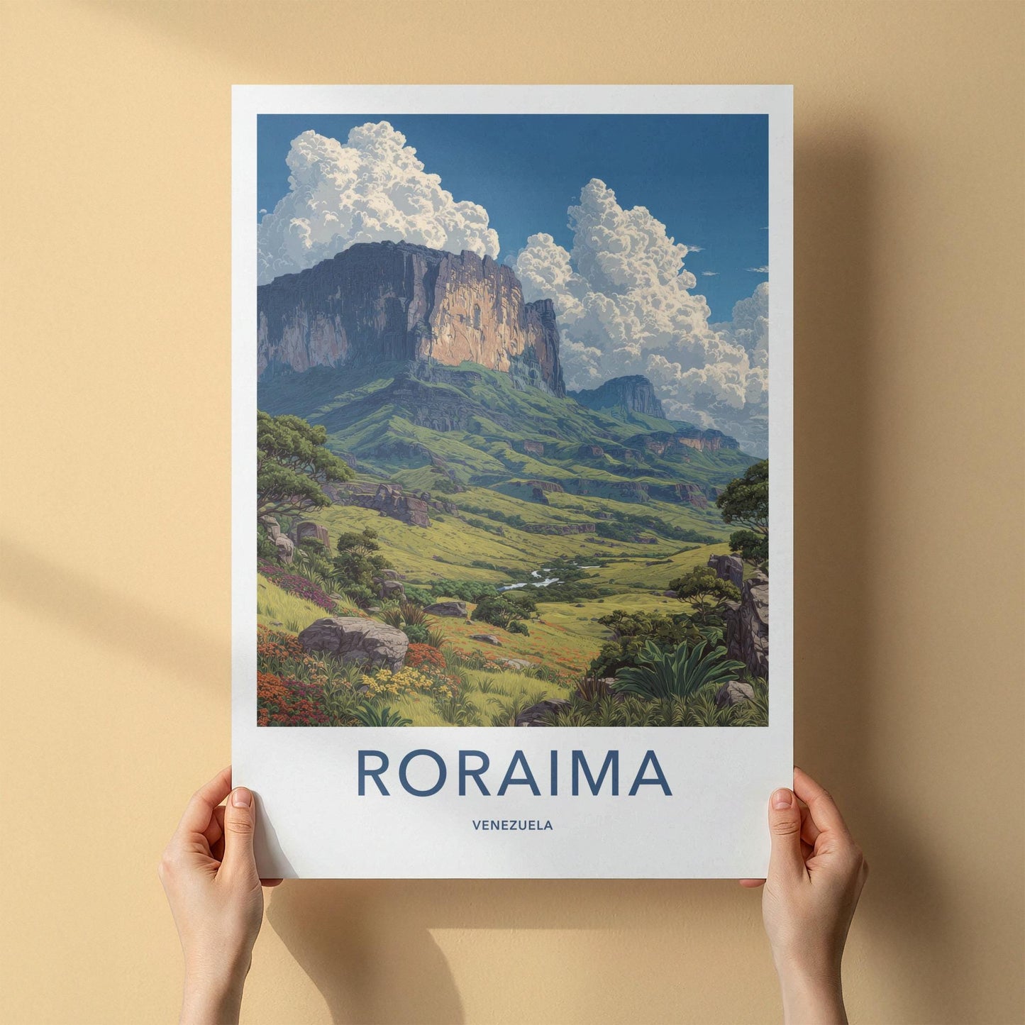 Roraima Poster - Venezuela Travel Art - Towering Mountain Valley Wall Decor