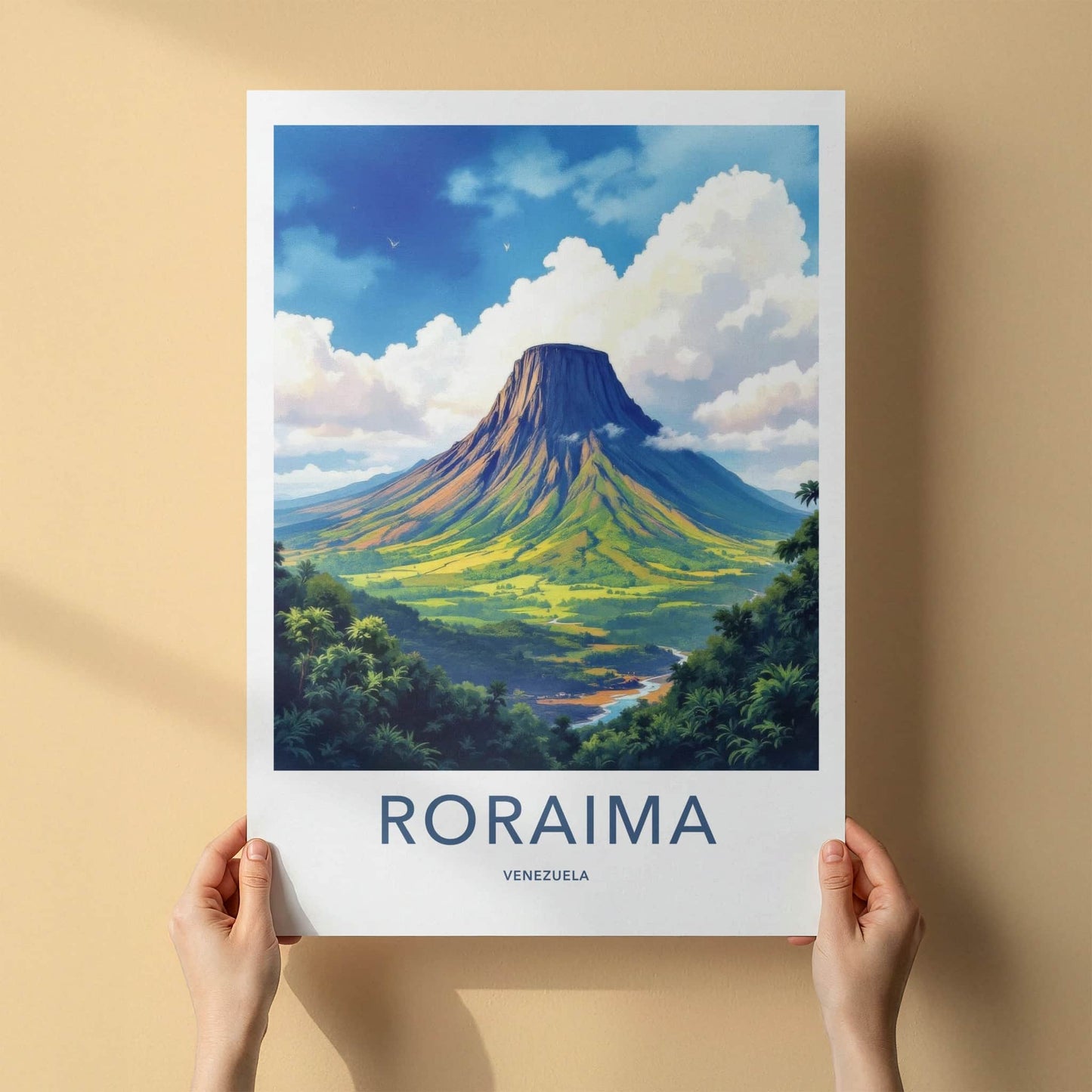 Roraima Poster - Venezuela Travel Art - Towering Plateau River Home Decor