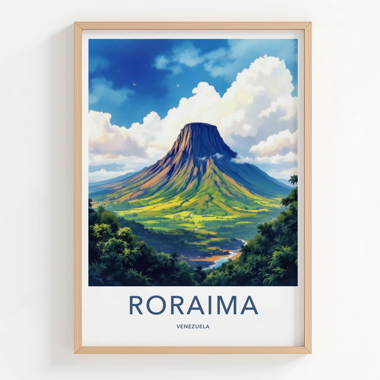 Roraima Poster - Venezuela Travel Art - Towering Plateau River Home Decor