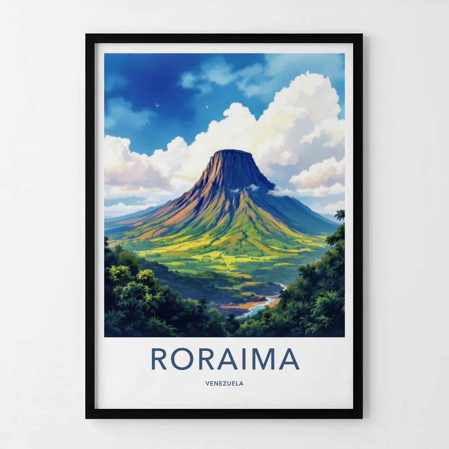 Roraima Poster - Venezuela Travel Art - Towering Plateau River Home Decor