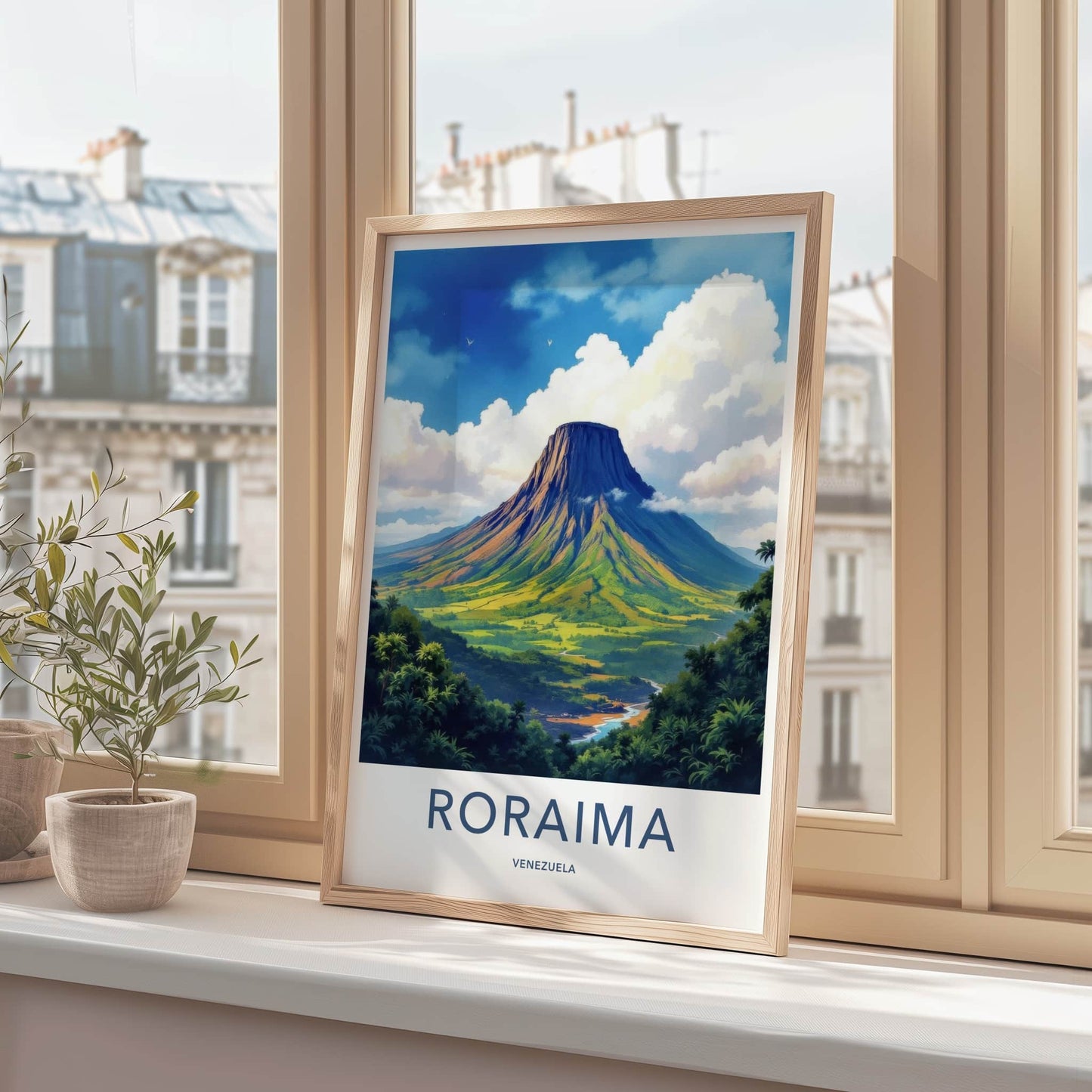 Roraima Poster - Venezuela Travel Art - Towering Plateau River Home Decor