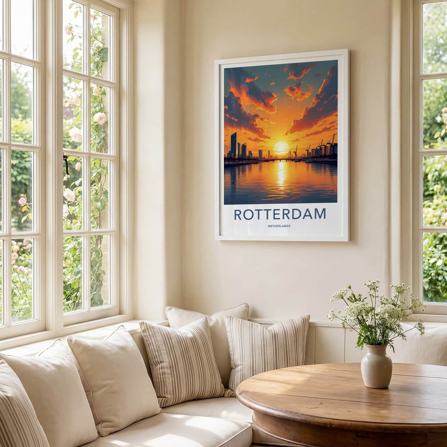 Rotterdam Poster - Netherlands Art Print - Vibrant Sunset Reflections Home Decor