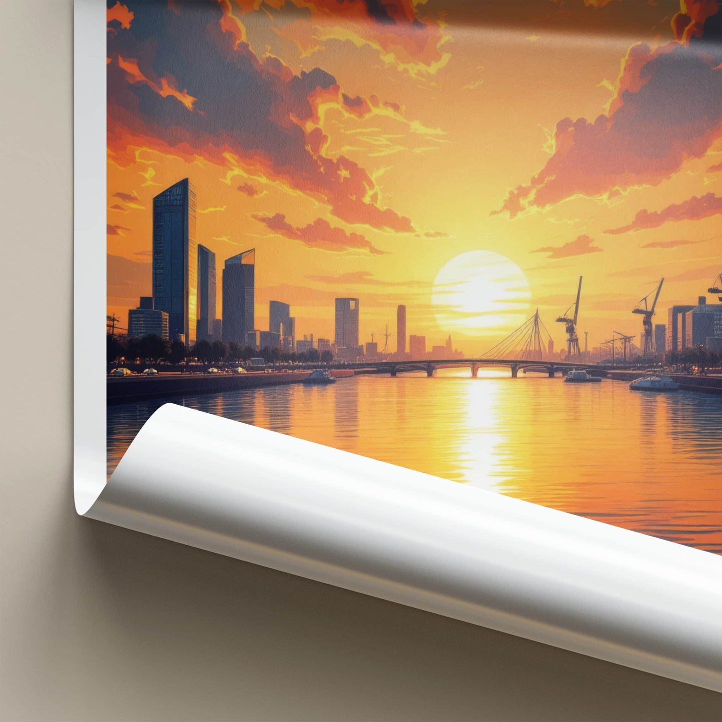 Rotterdam Poster - Netherlands Art Print - Vibrant Sunset Reflections Home Decor