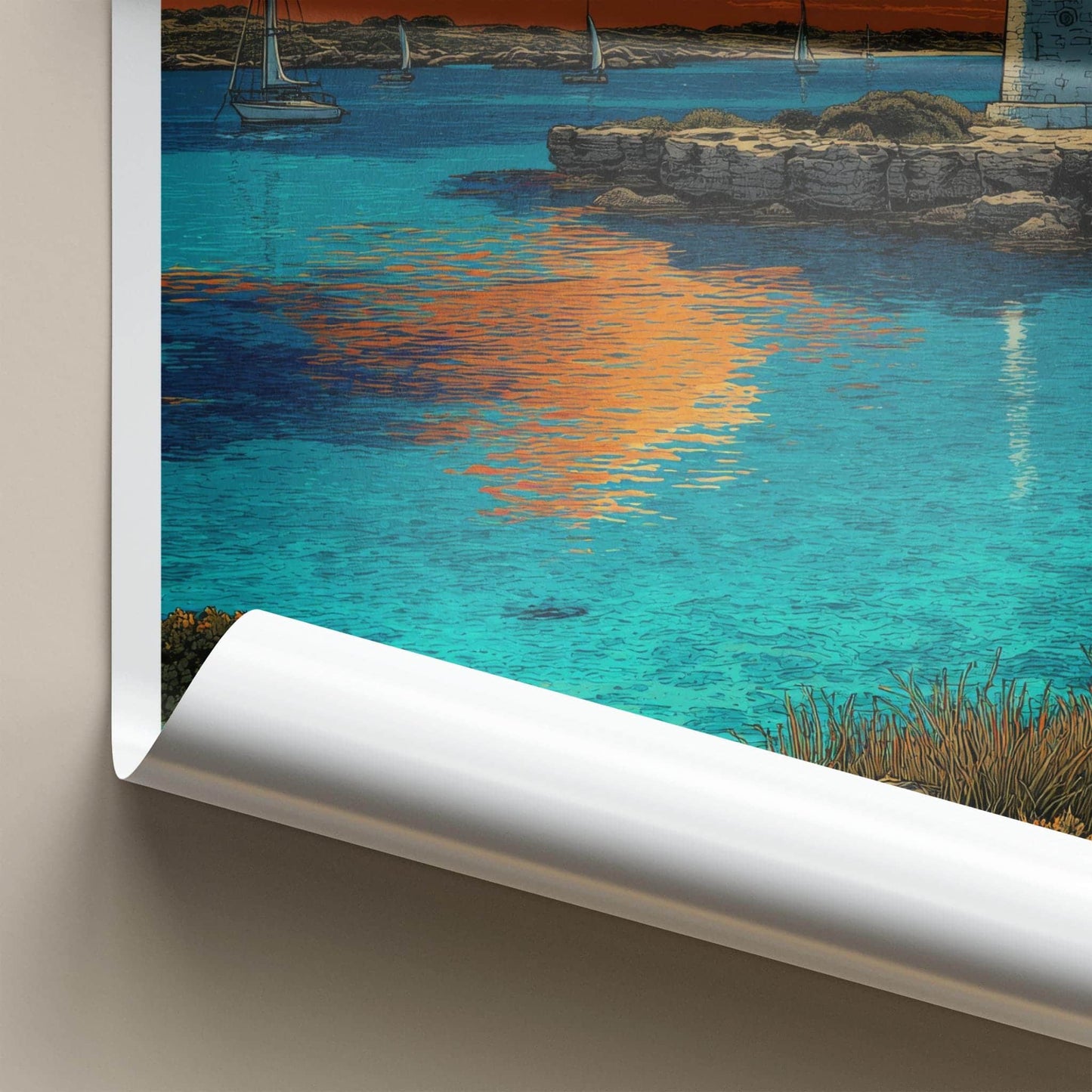 Rottnest Island Poster - Australia Travel Art - Orange Sky Lighthouse Home Decor