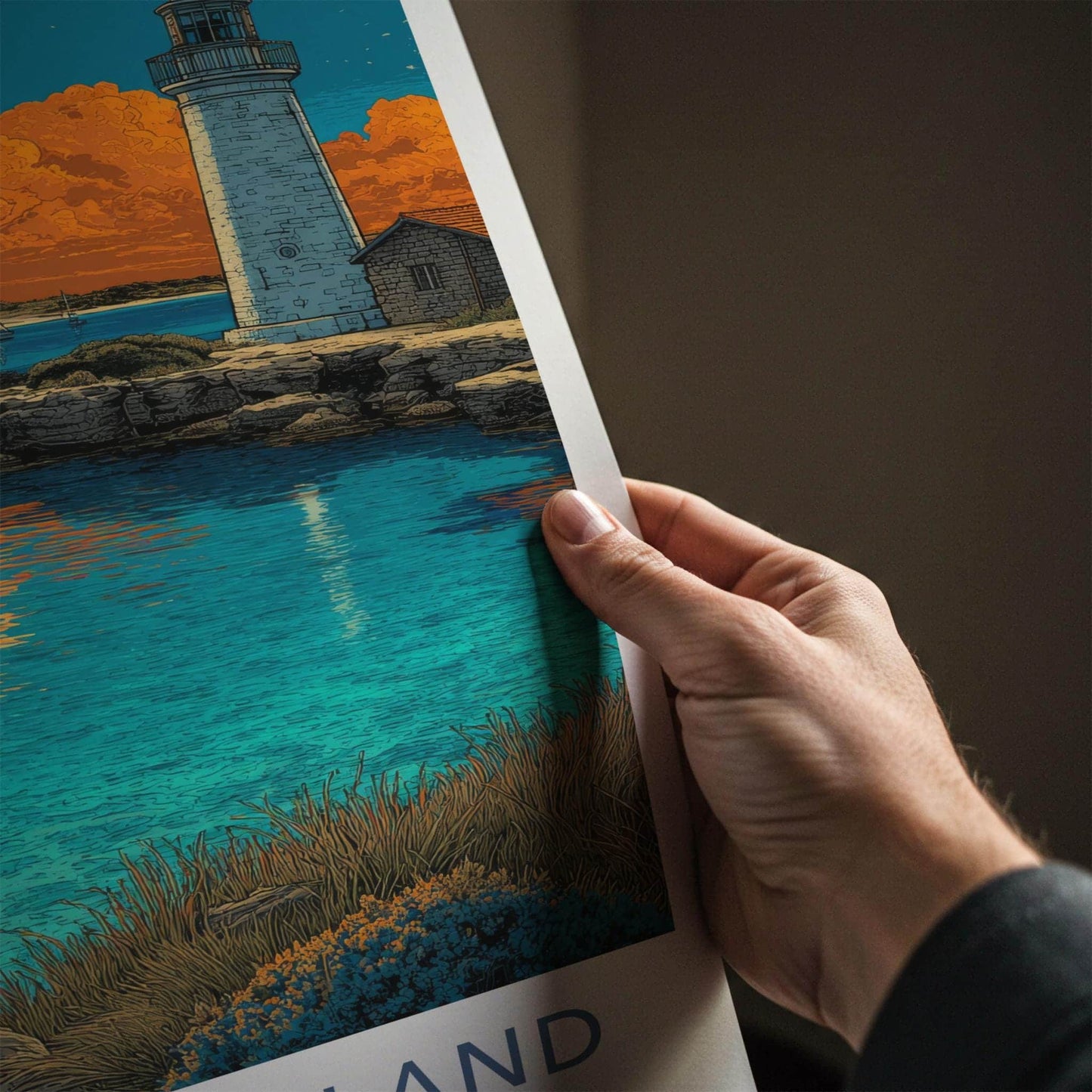 Rottnest Island Poster - Australia Travel Art - Orange Sky Lighthouse Home Decor