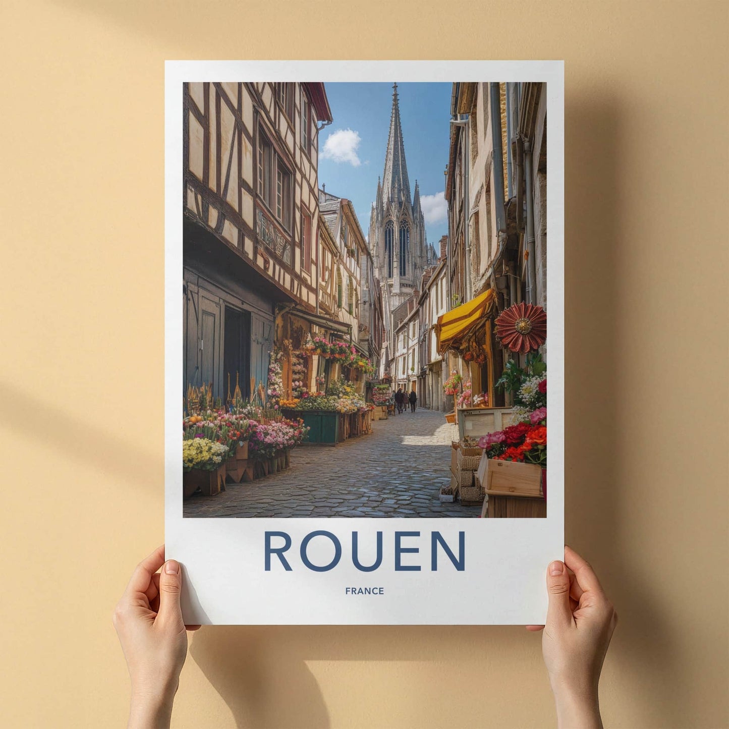 Rouen Poster - France Framed Print - Timber Frame Buildings Framed Decor