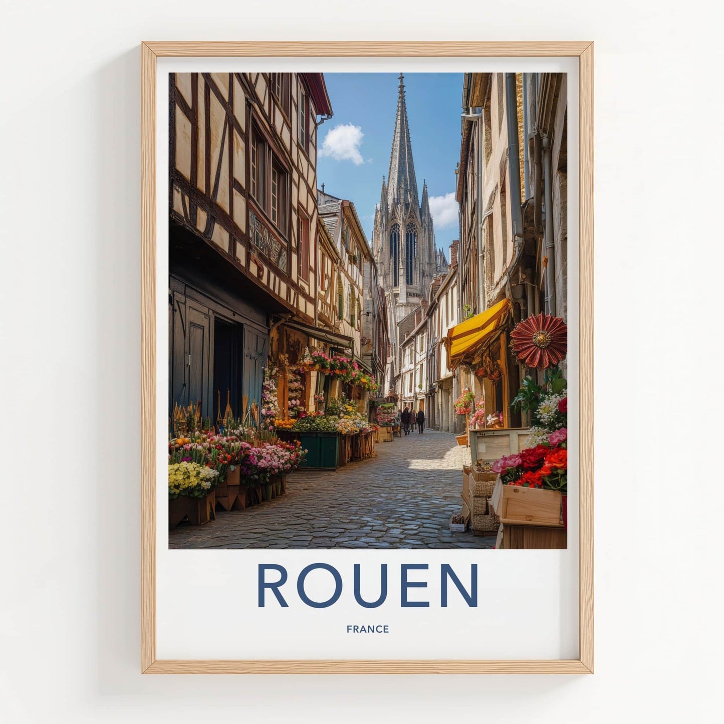 Rouen Poster - France Framed Print - Timber Frame Buildings Framed Decor
