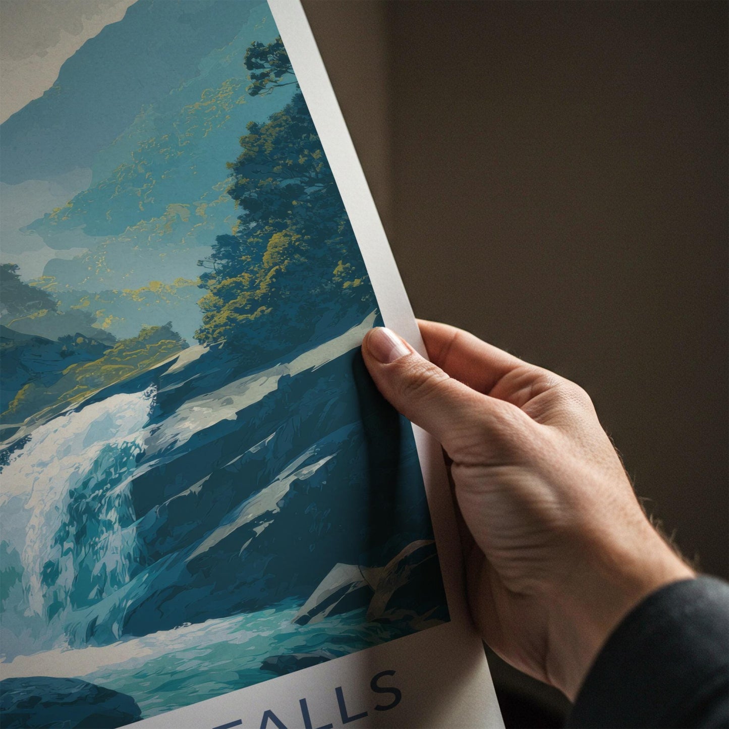 Routeburn Falls Poster - New Zealand Travel Art - Cascading Mountain Falls Home Decor
