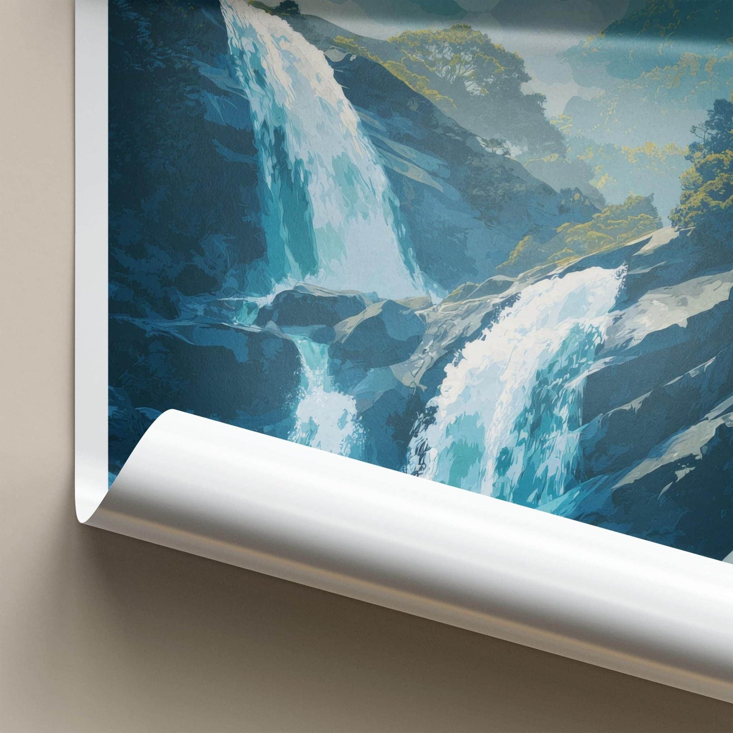 Routeburn Falls Poster - New Zealand Travel Art - Cascading Mountain Falls Home Decor