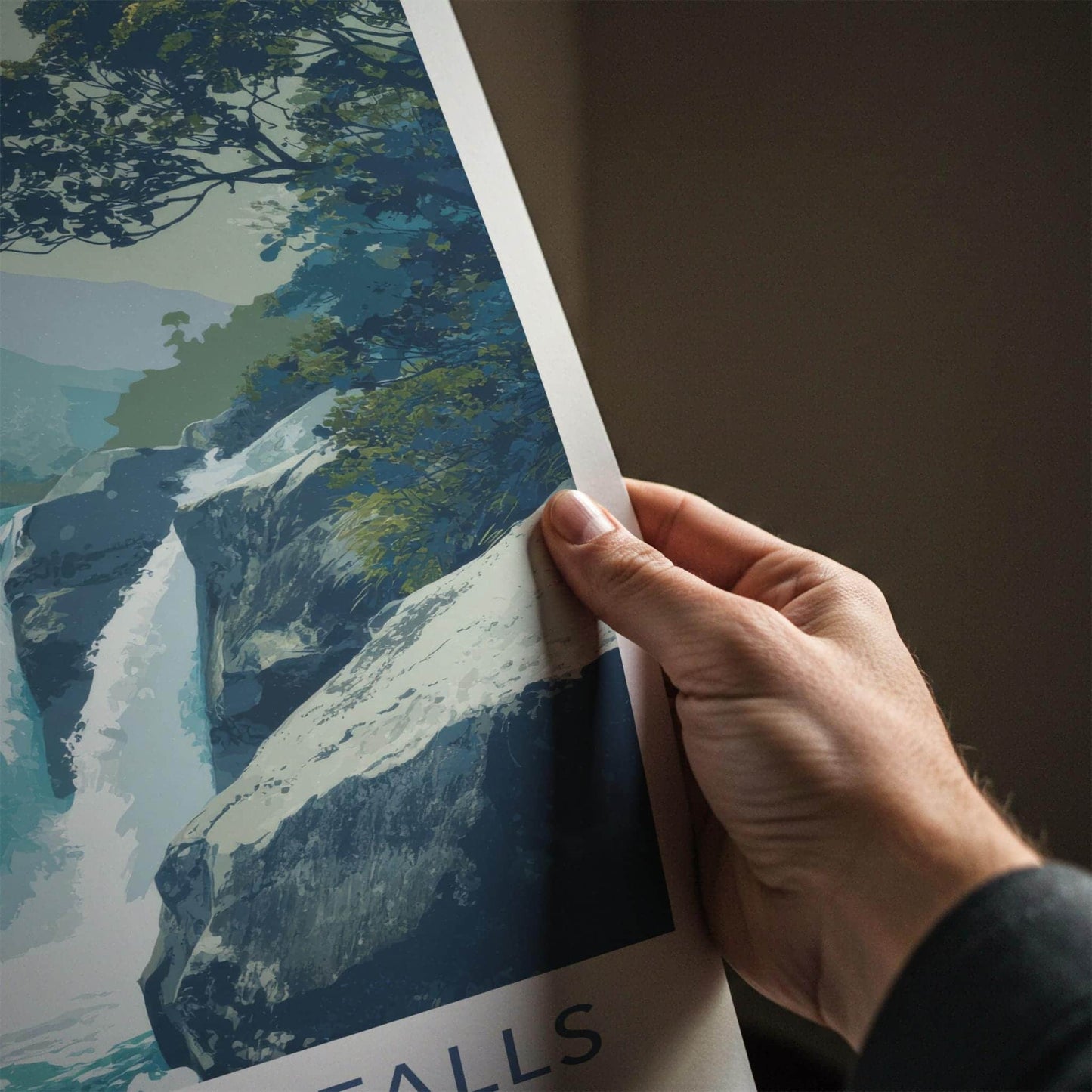 Routeburn Falls Poster - New Zealand Travel Art - Majestic Falls Scene Wall Decor