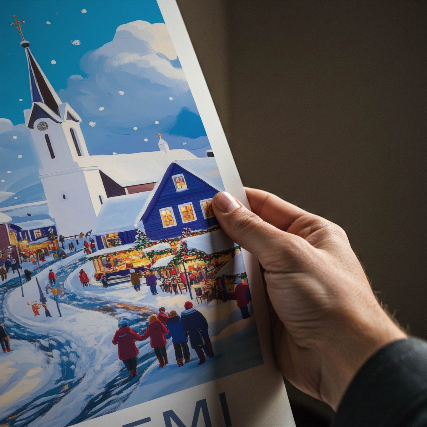 Rovaniemi Poster - Finland Travel Art - Snowy Village Scene Home Decor