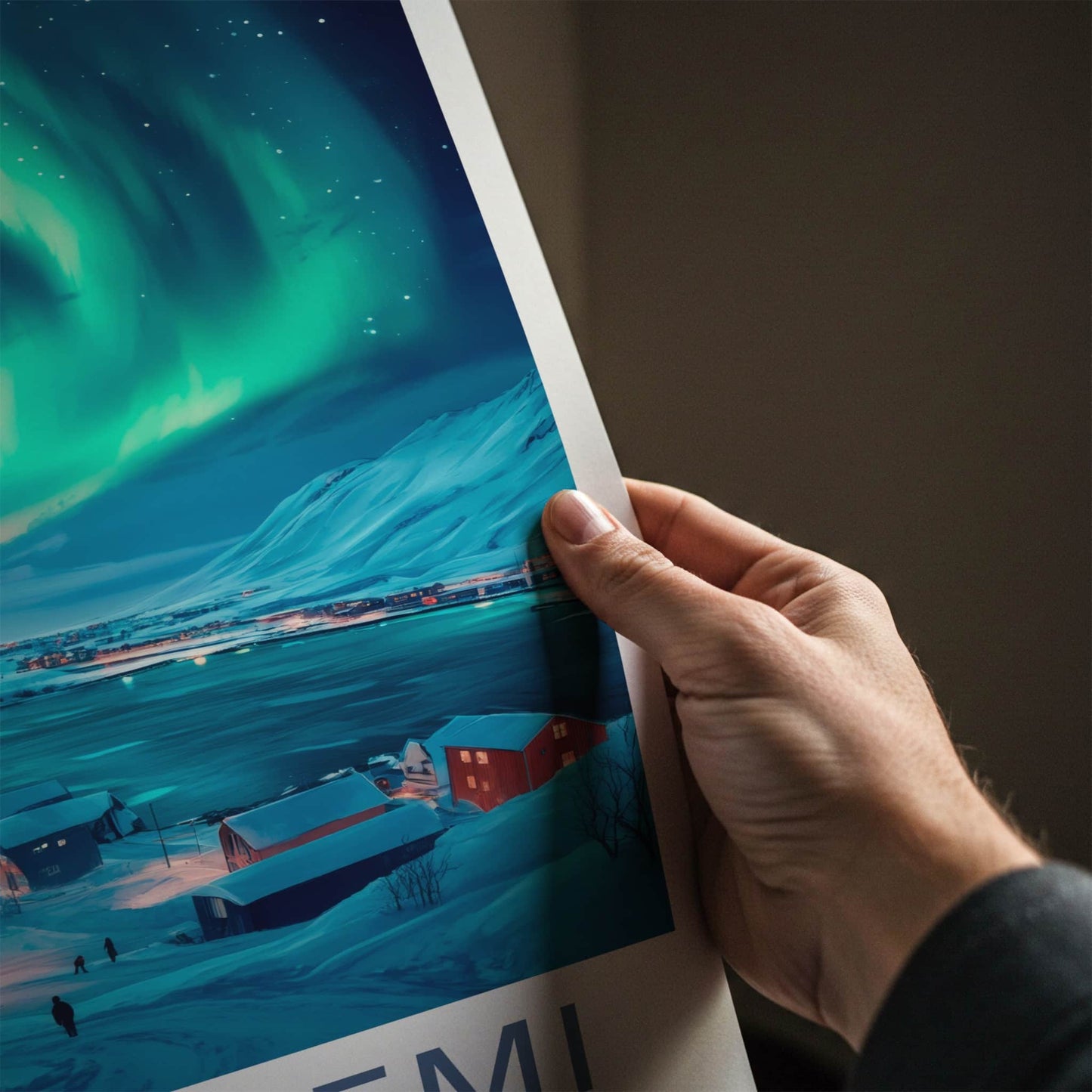 Rovaniemi Poster - Finland Travel Art - Winter Aurora Village Home Decor