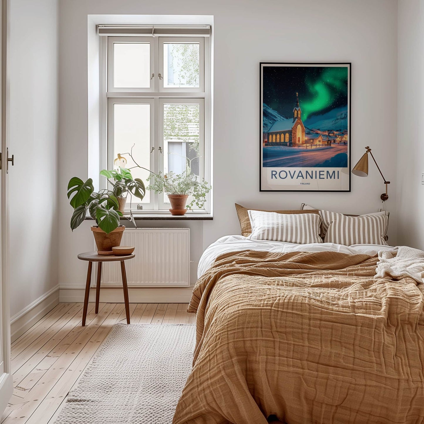 Rovaniemi Poster - Finland Travel Art - Winter Church Aurora Home Decor
