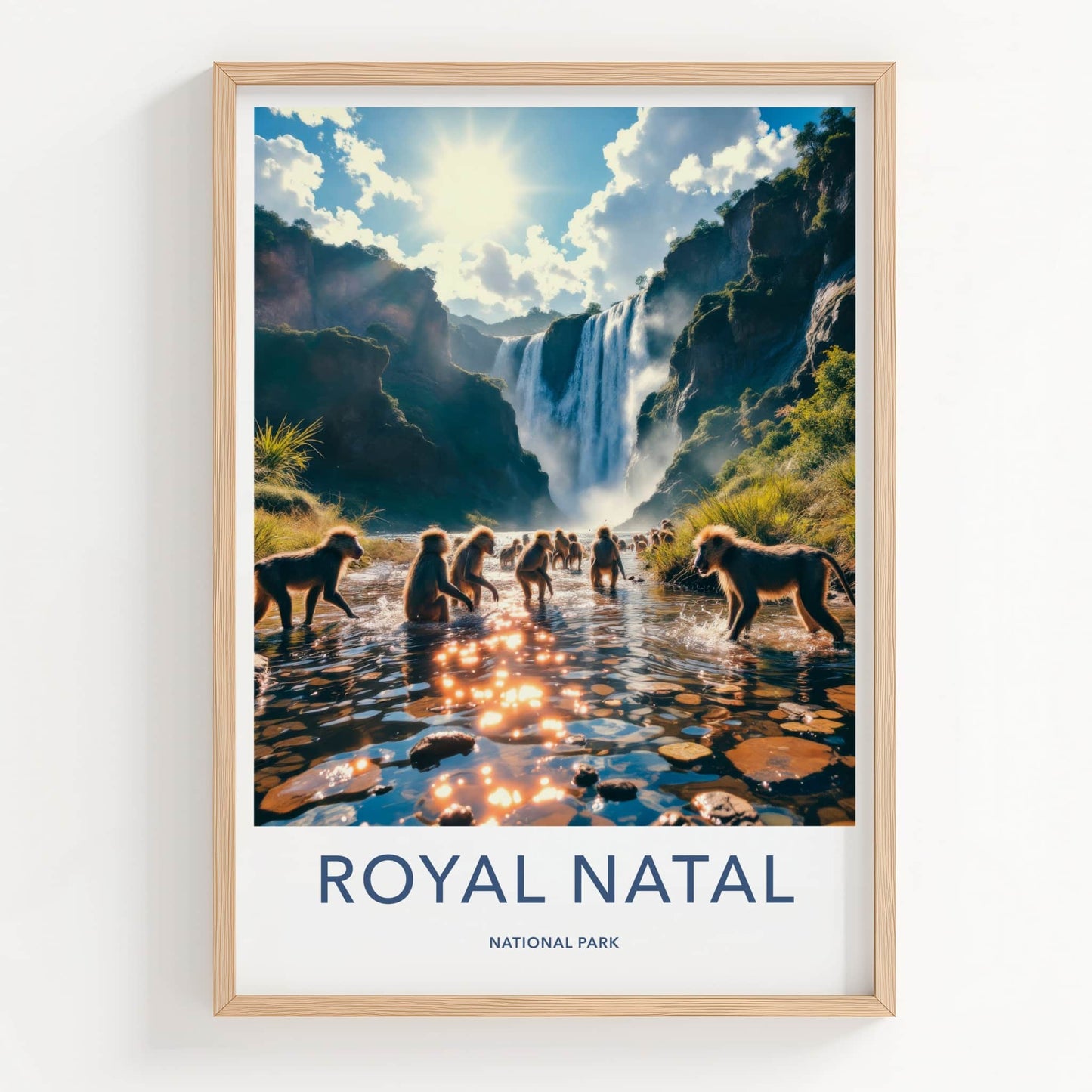 Royal Natal National Park Poster - South Africa Wall Art - Baboons River Scene Gift